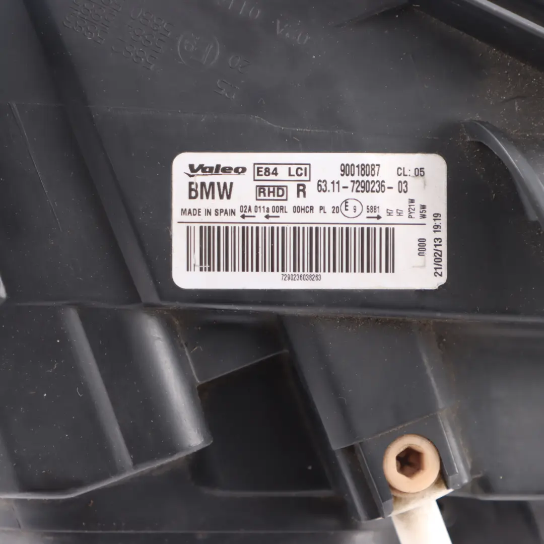 Headlight Headlamp BMW X1 E84 Lamp Light Front Right O/S to with Part number 7290236 Headlight Headlamp BMW X1 E84 Lamp Light Front Right O/S - SKU RHD-7290236-1 - Part number 7290236