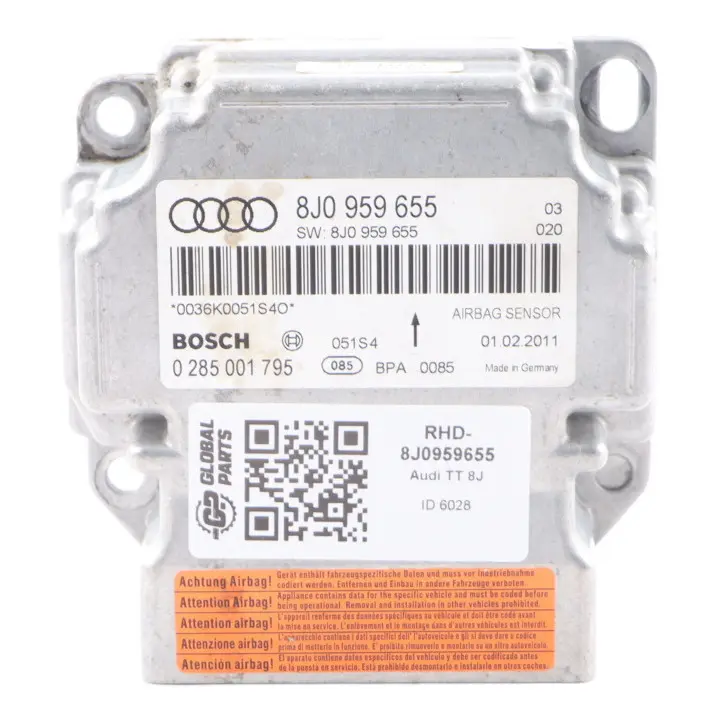 Module Control Unit ECU Crash Control Computer to Audi TT 8J Air with Part number 8J0959655 Audi TT 8J Air Module Control Unit ECU Crash Control Computer - SKU RHD-8J0959655 - Part number 8J0959655
