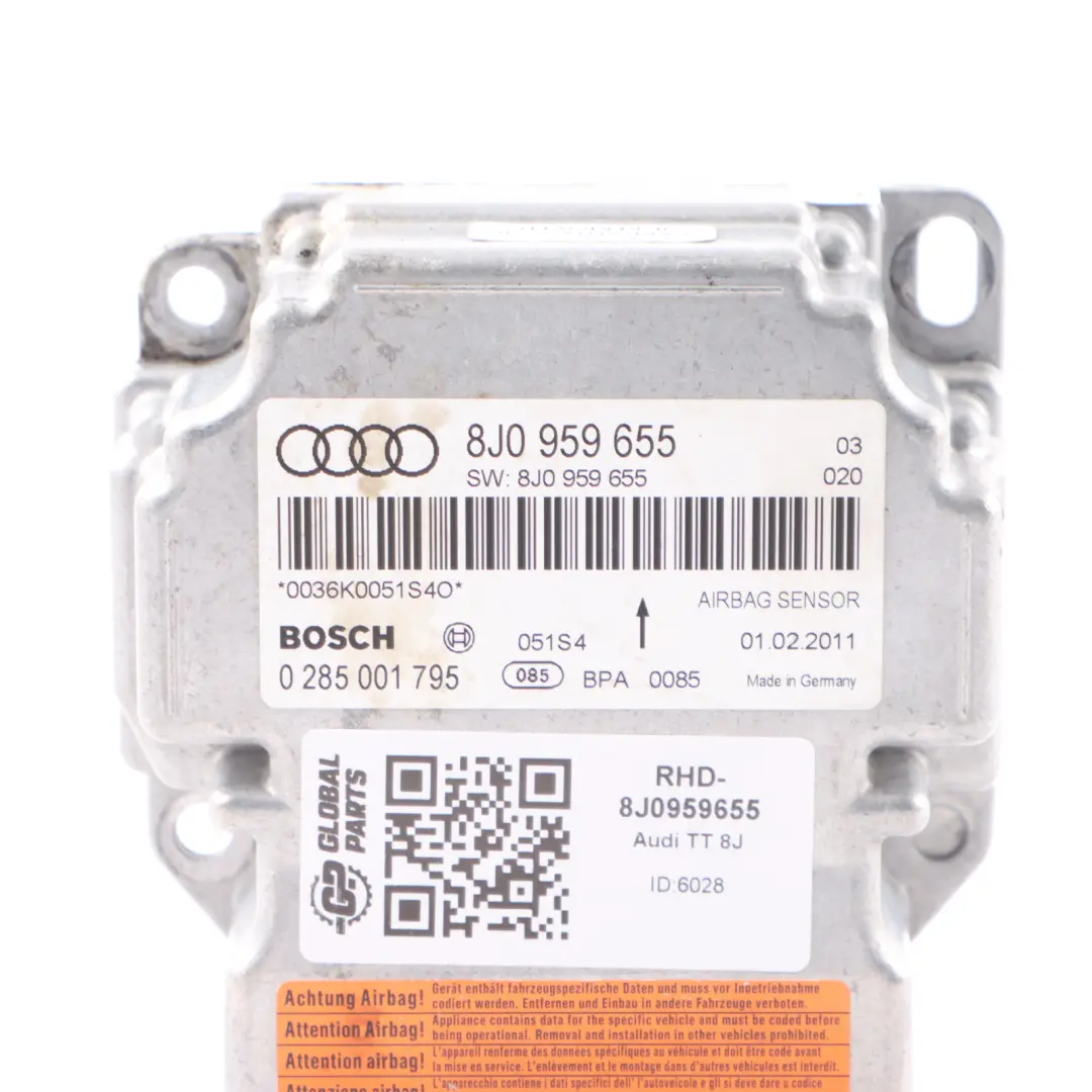 Module Control Unit ECU Crash Control Computer to Audi TT 8J Air with Part number 8J0959655 Audi TT 8J Air Module Control Unit ECU Crash Control Computer - SKU RHD-8J0959655 - Part number 8J0959655