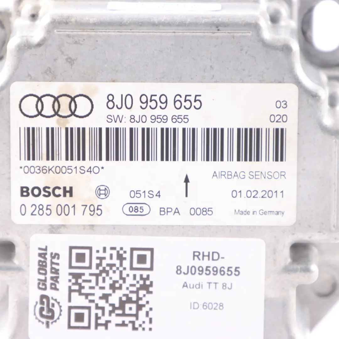 Audi TT 8J Air Module Control Unit ECU Crash Control Computer - SKU RHD-8J0959655 - Part number 8J0959655