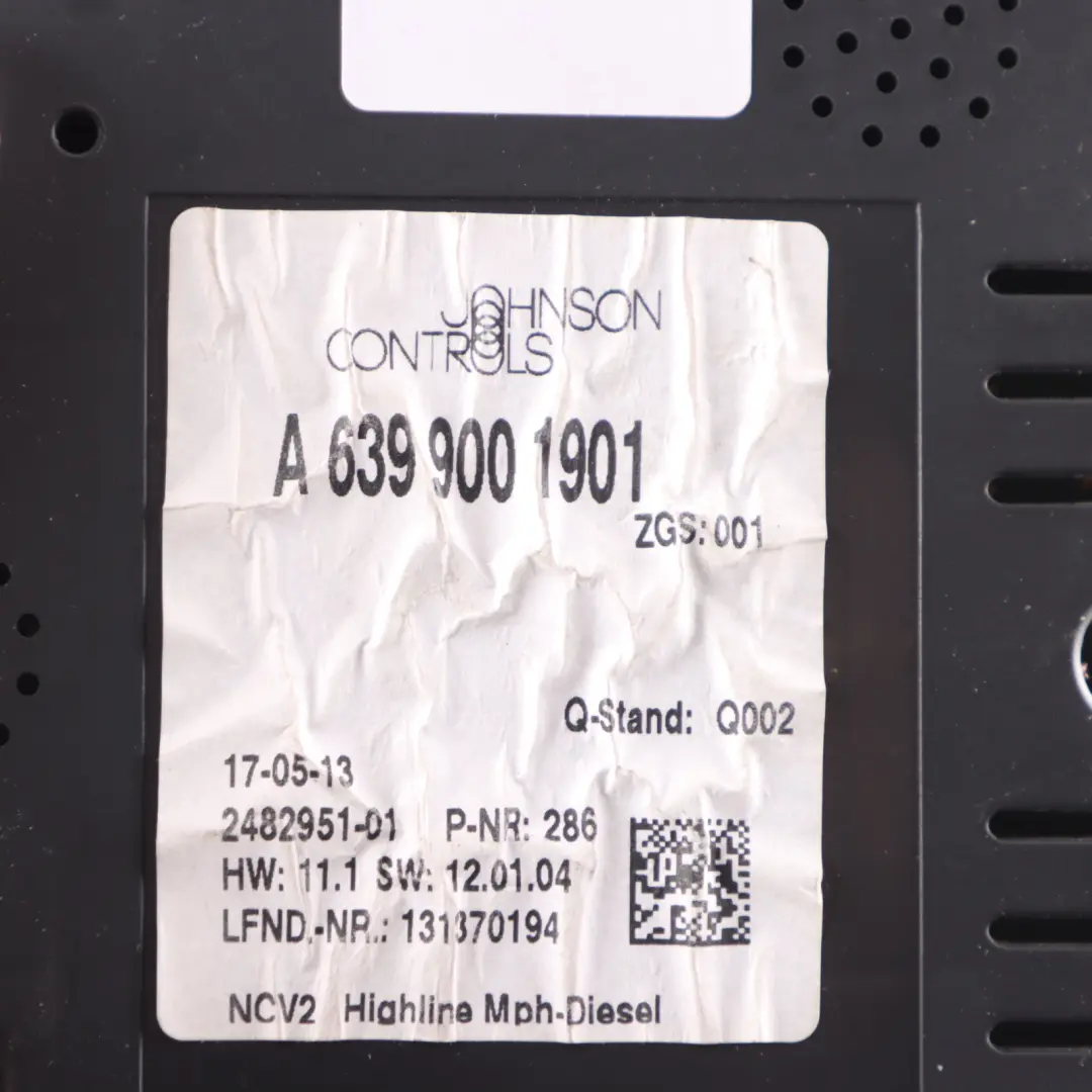 Instrument Cluster Speedo Clocks Automatic to Mercedes Vito W639 Diesel with Part number A6399001901 Mercedes Vito W639 Diesel Instrument Cluster Speedo Clocks Automatic - SKU RHD-A6399001901-1 - Part number A6399001901