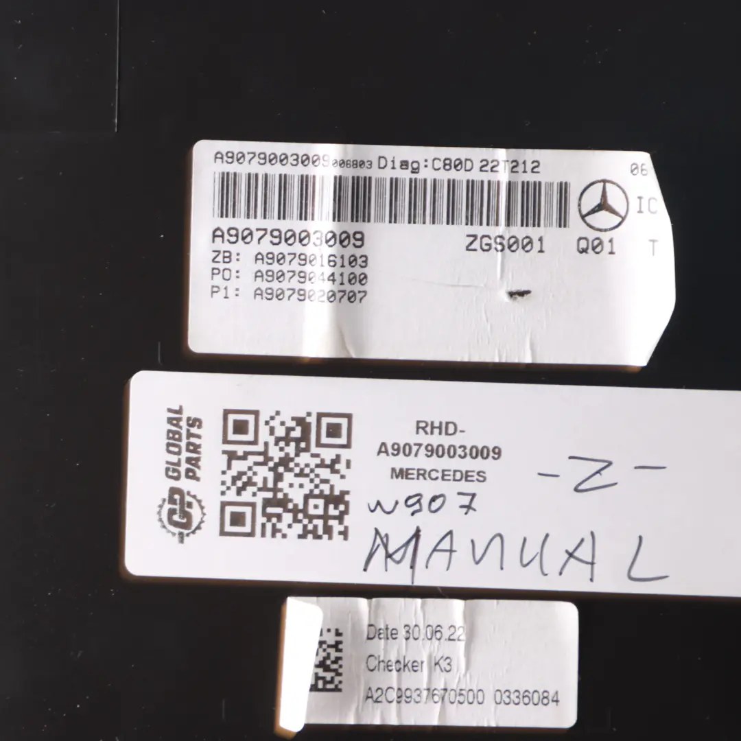 W907 Speedometer Instrument Cluster Manual to Mercedes Sprinter with Part number A9079003009 Mercedes Sprinter W907 Speedometer Instrument Cluster Manual - SKU RHD-A9079003009 - Part number A9079003009