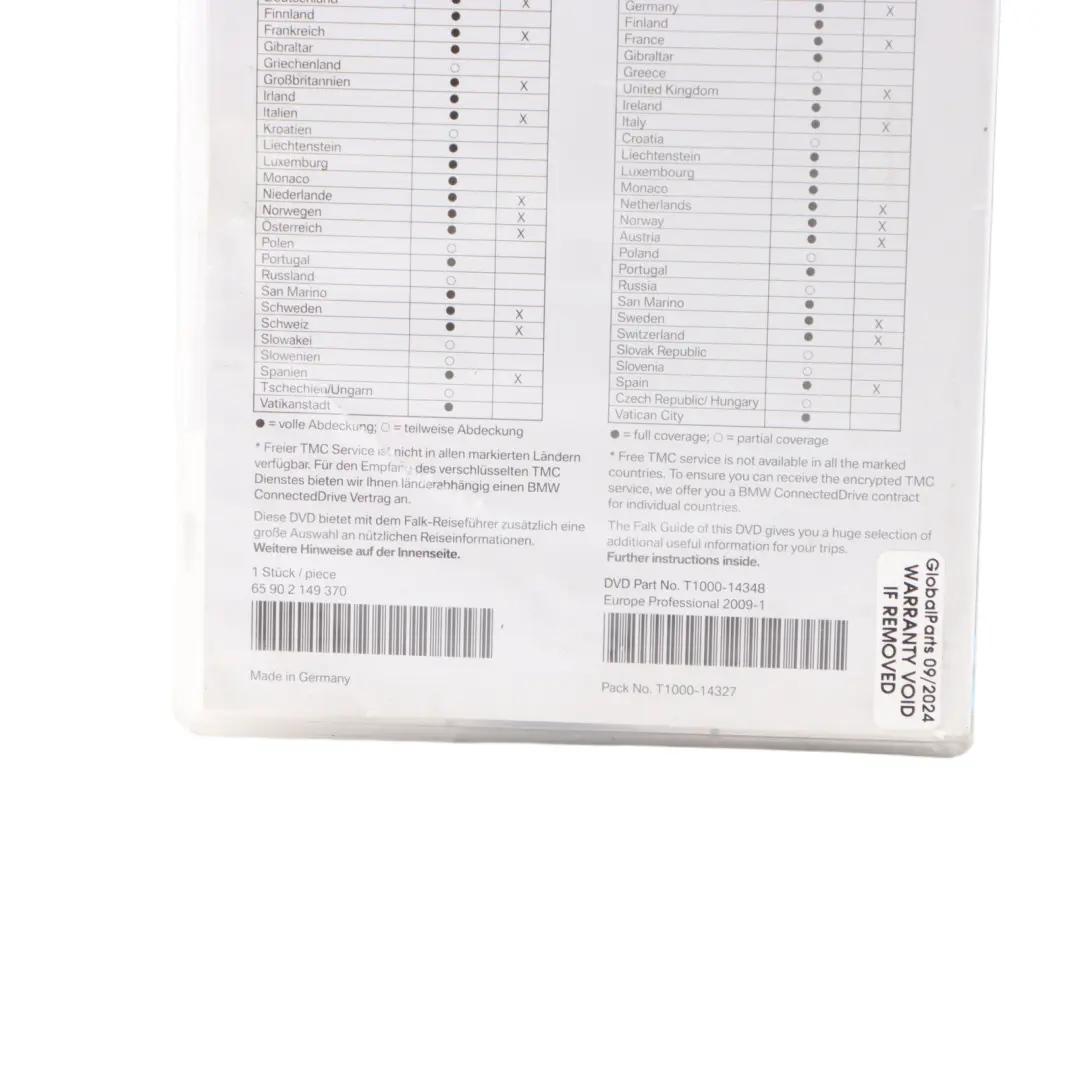 Disc Professional Navigation 2009-2 DVD Road Map Europe to BMW with Part number T1000-15641 BMW Disc Professional Navigation 2009-2 DVD Road Map Europe - SKU T1000-15641 - Part number T1000-15641