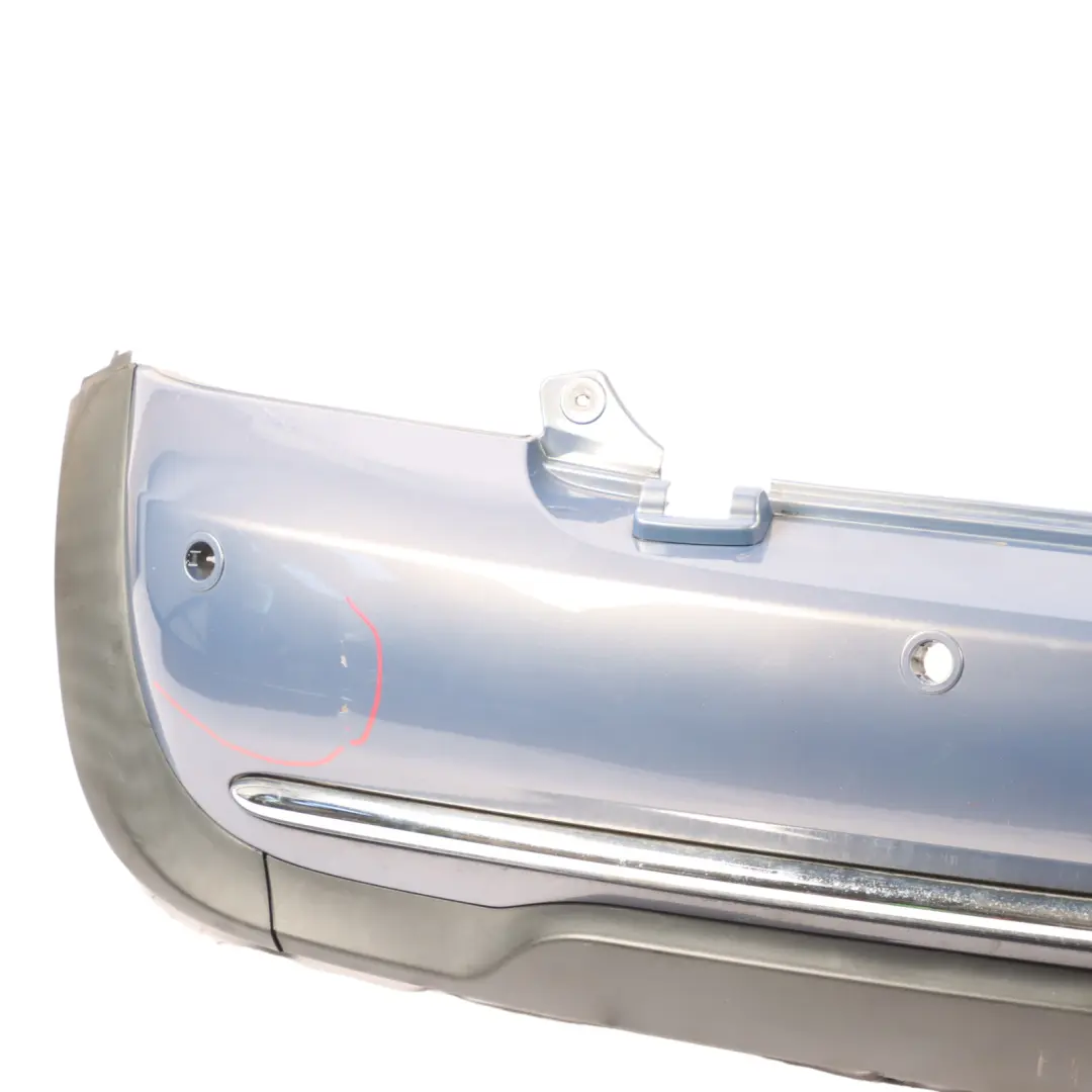 Bumper Cabrio Complete PDC Trim Panel Cool Blue Metallic - A27 to Mini R52 Rear with Part number 0309183 Mini R52 Rear Bumper Cabrio Complete PDC Trim Panel Cool Blue Metallic - A27 - SKU 0309183-COOL - Part number 0309183