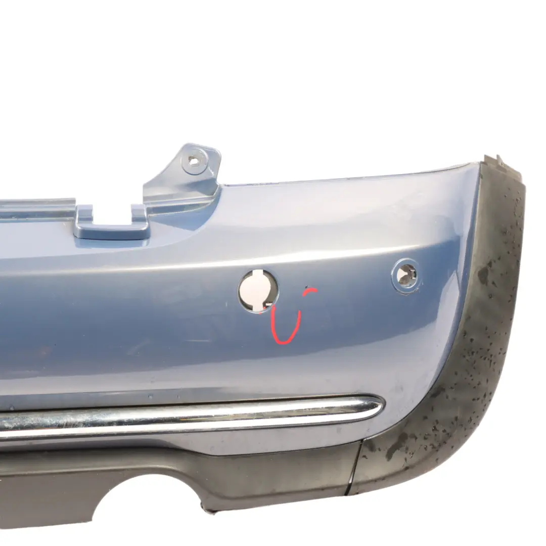 Bumper Cabrio Complete PDC Trim Panel Cool Blue Metallic - A27 to Mini R52 Rear with Part number 0309183 Mini R52 Rear Bumper Cabrio Complete PDC Trim Panel Cool Blue Metallic - A27 - SKU 0309183-COOL - Part number 0309183