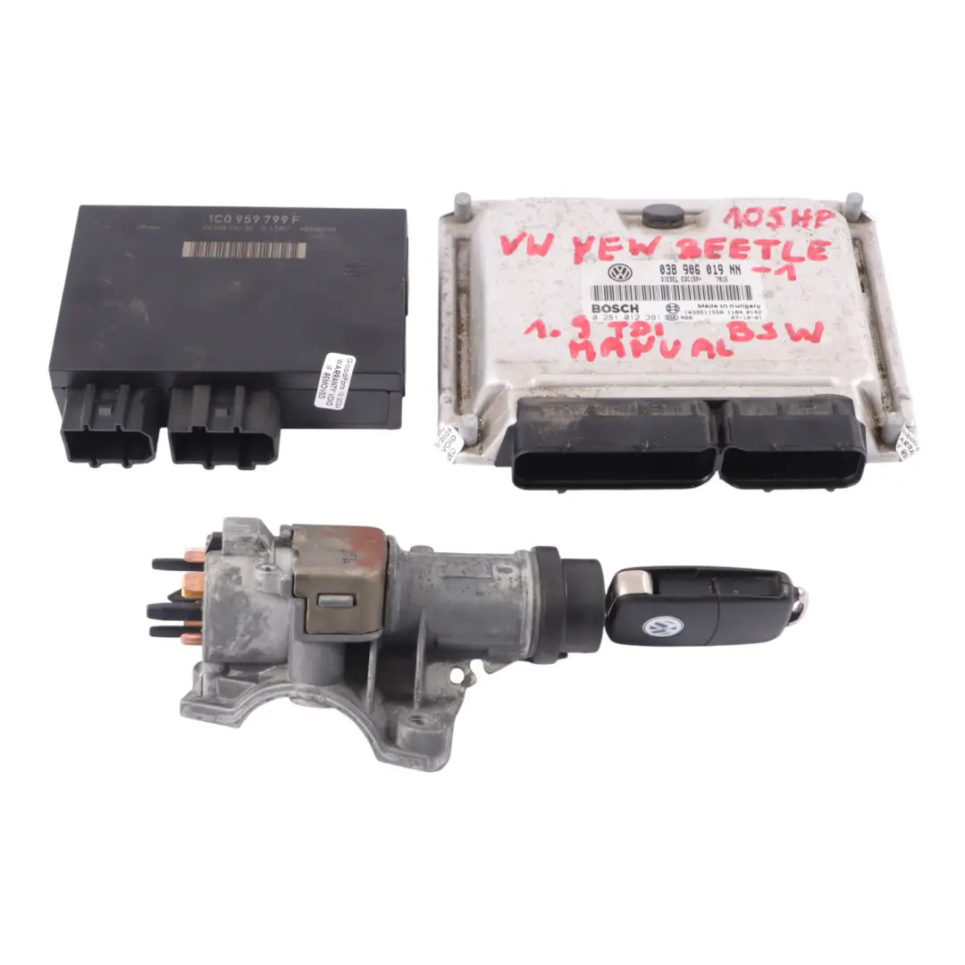Volkswagen VW New Beetle 1.9 TDI BSW Unidad Motor Kit ECU 038906019NN Llave - SKU 038906019NN-1 - Número de pieza 038906019NN-1