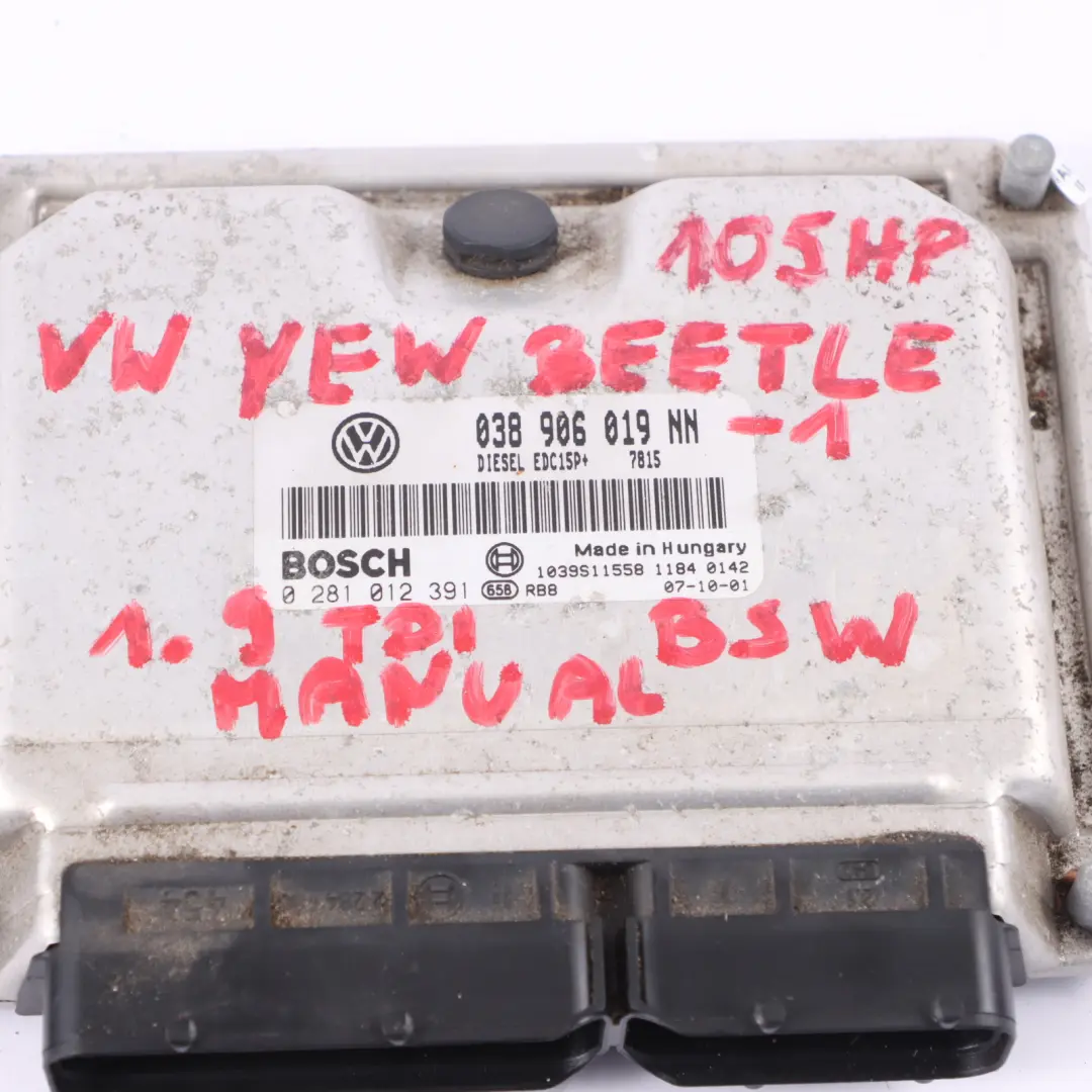 Volkswagen VW New Beetle 1.9 TDI BSW Engine Unit ECU Kit Key Manual - SKU 038906019NN-1 - Part number 038906019NN