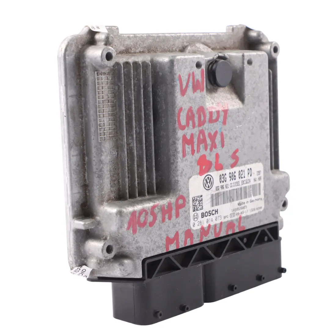 VW Caddy 1.9 TDI BLS 105HP Módulo Unidad Control Motor ECU Manual - SKU 03G906021PD - Número de pieza 03G906021PD