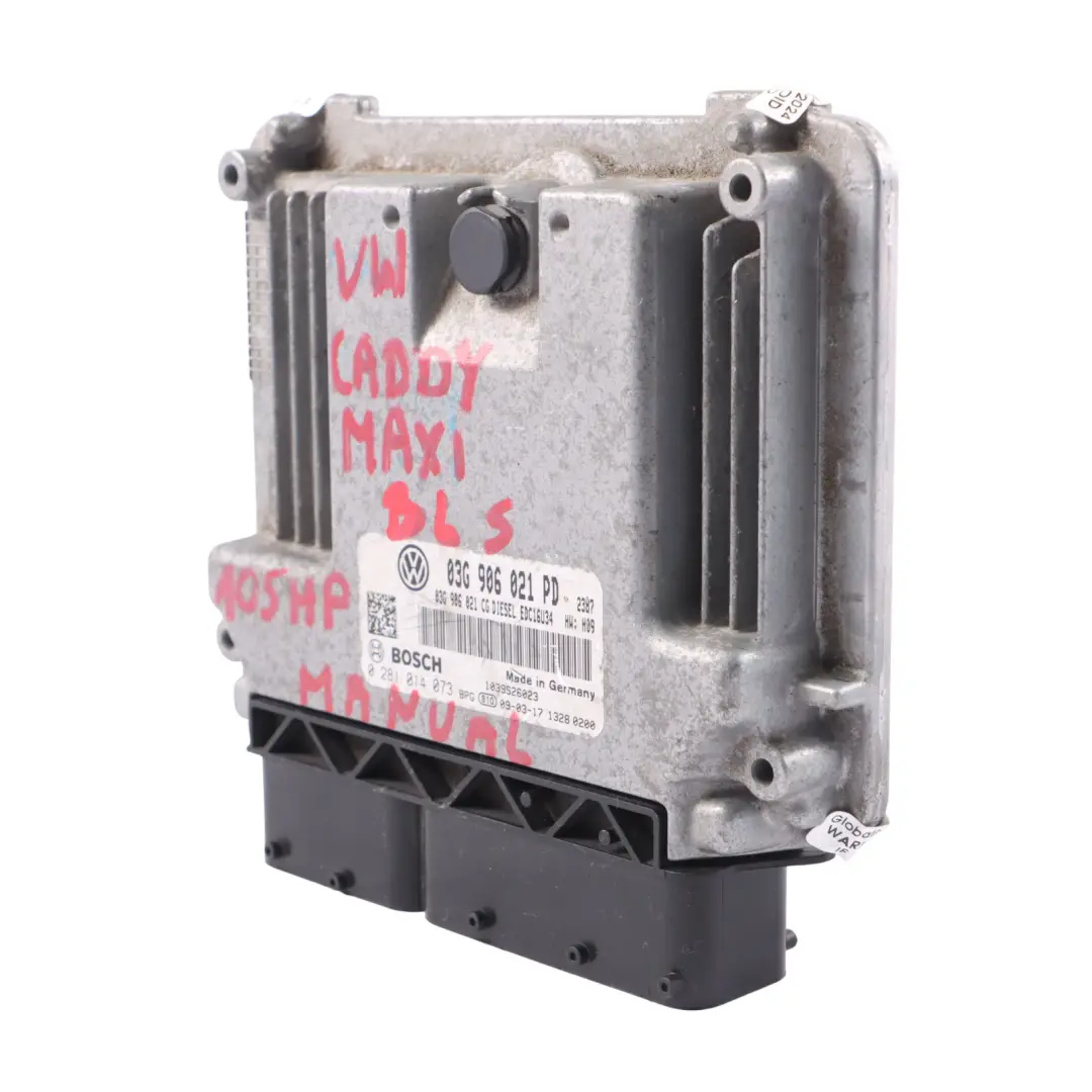 VW Caddy 1.9 TDI BLS 105HP Módulo Unidad Control Motor ECU Manual - SKU 03G906021PD - Número de pieza 03G906021PD
