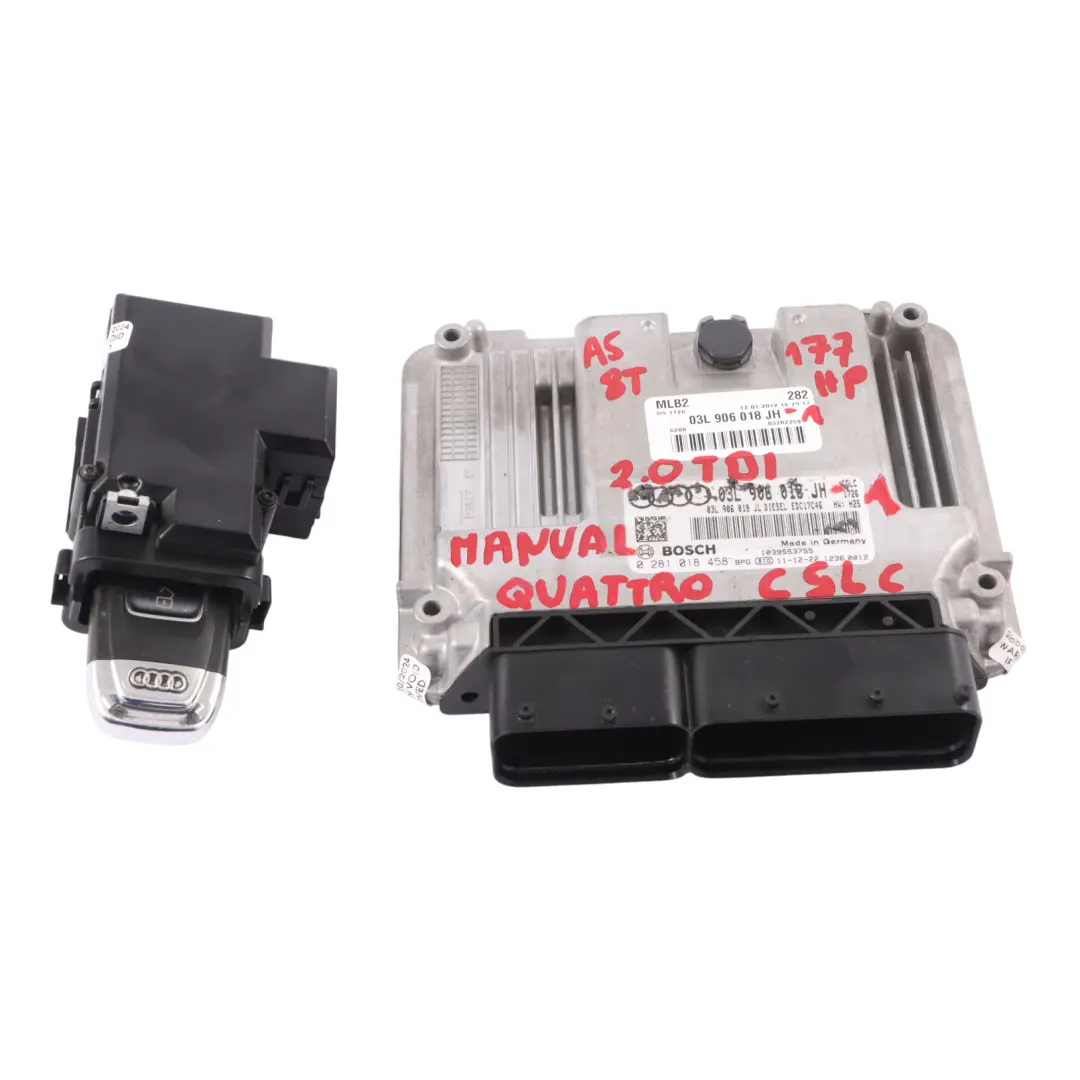 Audi A5 8T 2.0 TDI CGLC Engine Unit ECU Kit Key Ignition Lock - SKU 03L906018JH-1 - Part number 03L906018JH