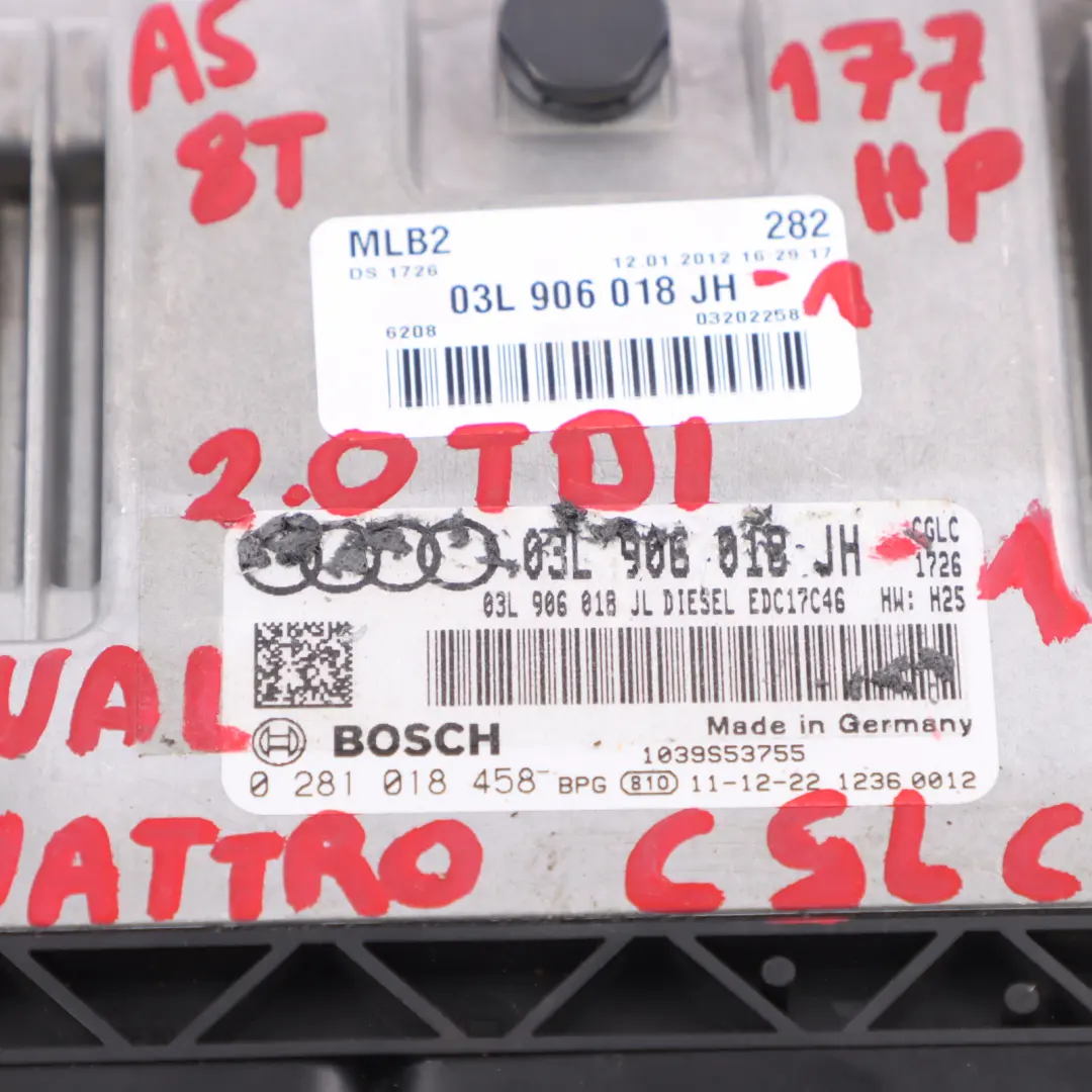 CGLC Motor ECU Kit Cerradura Llave Encendido para Audi A5 8T 2.0 TDI con número de pieza 03L906018JH Audi A5 8T 2.0 TDI CGLC Motor ECU Kit Cerradura Llave Encendido - SKU 03L906018JH-1 - Número de pieza 03L906018JH