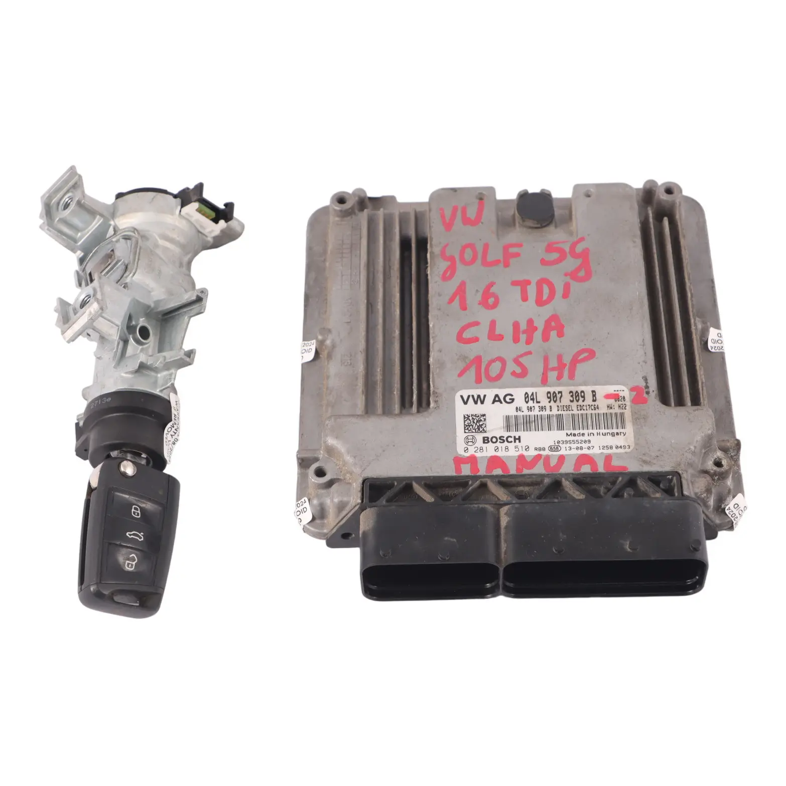 Volkswagen Golf 7 1.6 TDI CLHA Unidad Motor Kit ECU 04L907309B Llave Encendido
