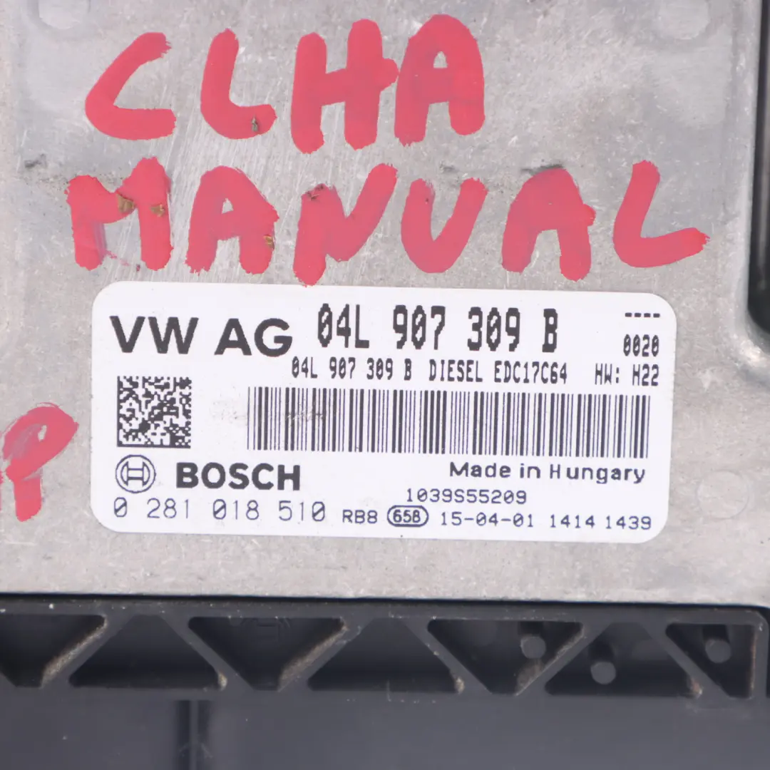 Volkswagen Golf Mk7 1.6 TDI CLHA Motorsteuergerät ECU Manual Getriebe - SKU 04L907309B - Teilenummer 04L907309B
