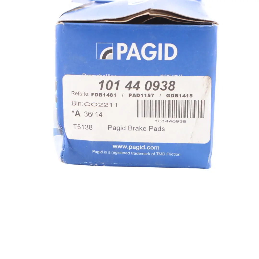 Pagid Rear Axle Brake Pads Set Kit Left Right N/O/S to with Part number 101440938 Pagid Rear Axle Brake Pads Set Kit Left Right N/O/S - SKU 101440938 - Part number 101440938