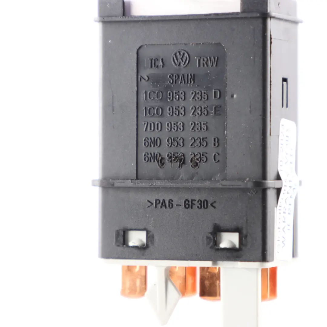 Hazard Warning Light Switch Control Button to VW Volkswagen New Beetle with Part number 1C0953235D VW Volkswagen New Beetle Hazard Warning Light Switch Control Button - SKU 1C0953235D - Part number 1C0953235D