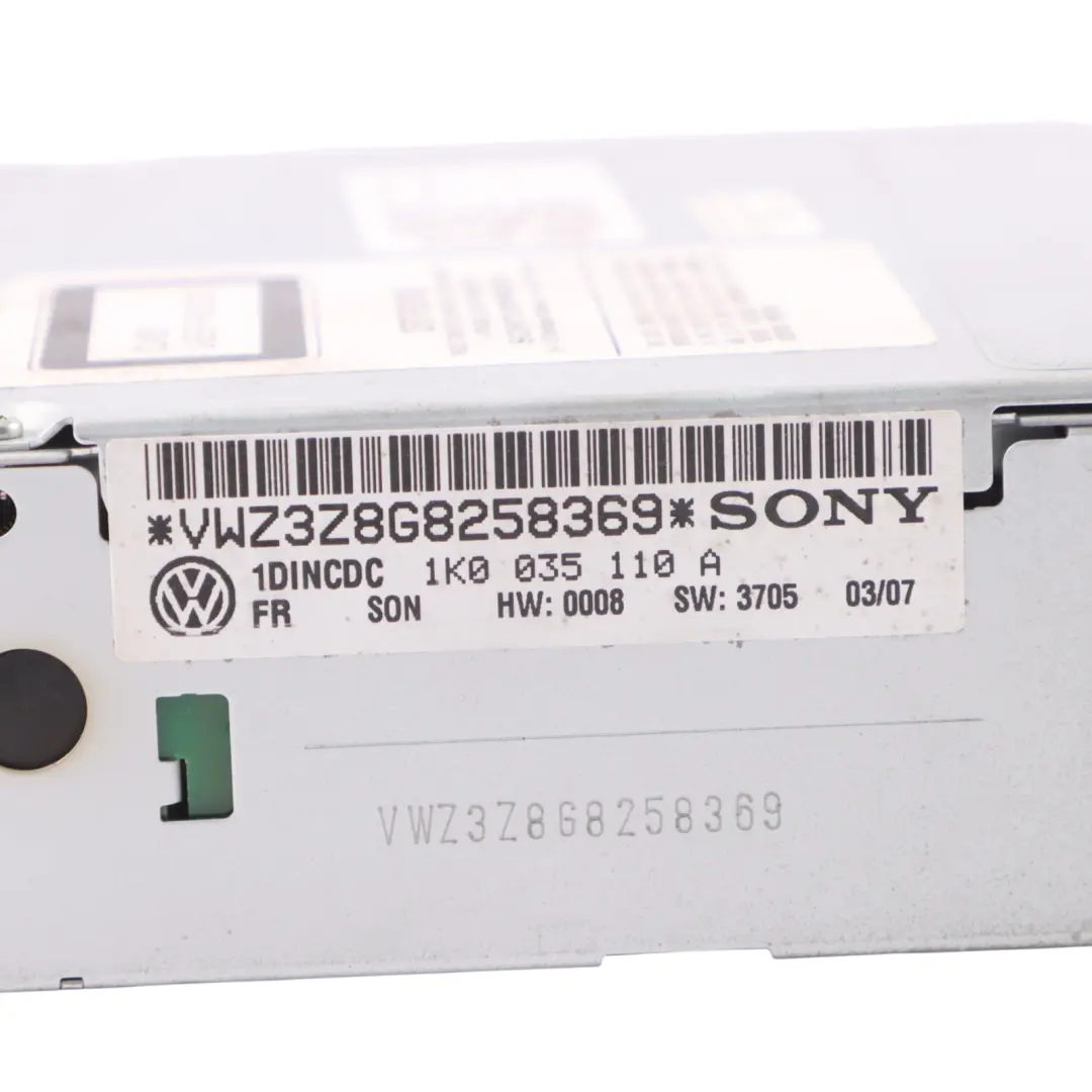 Player Changer Head Unit to VW Volkswagen Golf 5 CD with Part number 1K0035110A VW Volkswagen Golf 5 CD Player Changer Head Unit - SKU 1K0035110A - Part number 1K0035110A