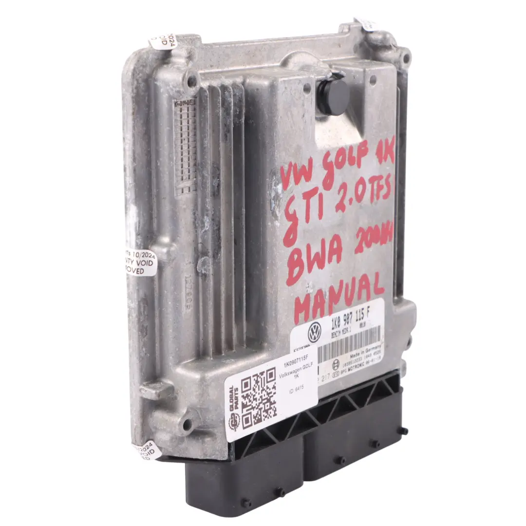 Mk5 1K GTI 2.0 TFSI BWA 200HP Motor ECU Manual para Volkswagen Golf con número de pieza 1K0907115F Volkswagen Golf Mk5 1K GTI 2.0 TFSI BWA 200HP Motor ECU Manual - SKU 1K0907115F - Número de pieza 1K0907115F