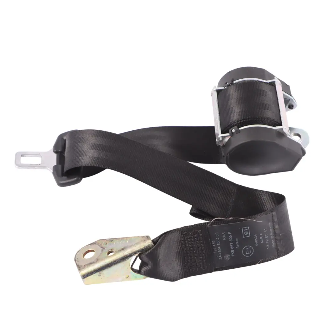 VW Golf V 5 1K Cinturón seguridad trasero izquierdo Cinturón negro - SKU 1K6857805F - Número de pieza 1K6857805F