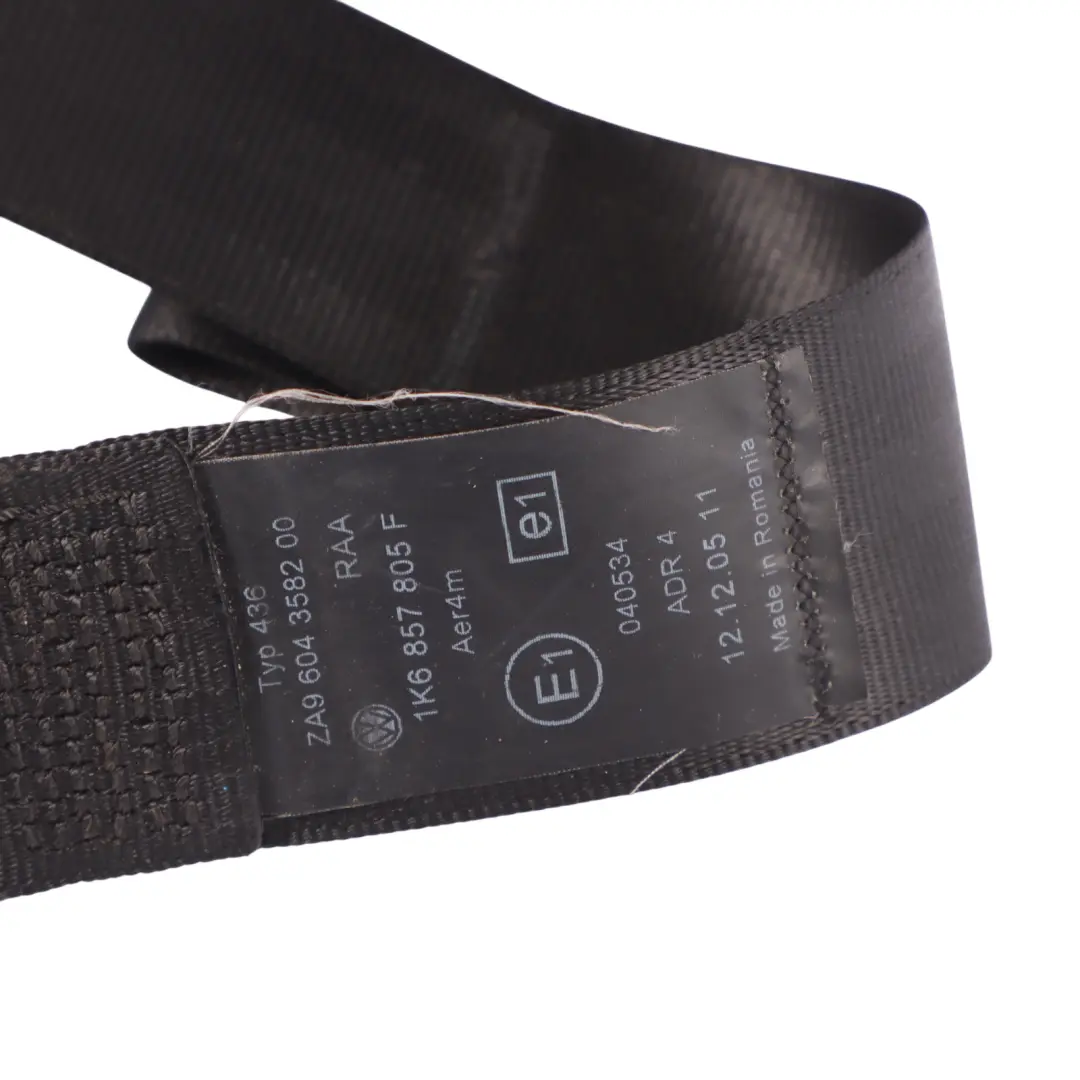 VW Golf V 5 1K Ceinture de Sécurité Arrière Gauche Noire - SKU 1K6857805F - Numéro de pièce 1K6857805F