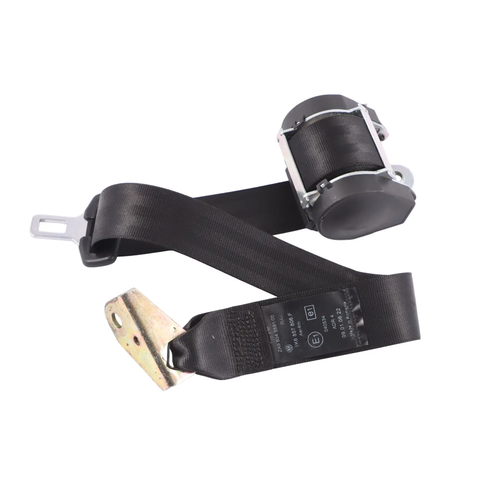 VW Golf V 5 1K Rear Right O/S Seat Belt Seatbelt Black 1K6857806F