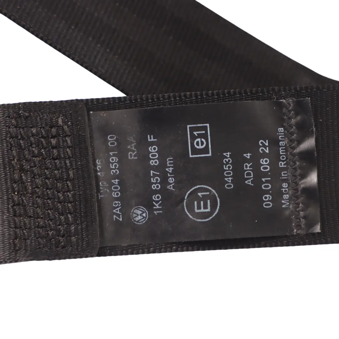 VW Golf V 5 1K Rear Right O/S Seat Belt Seatbelt Black - SKU 1K6857806F - Part number 1K6857806F