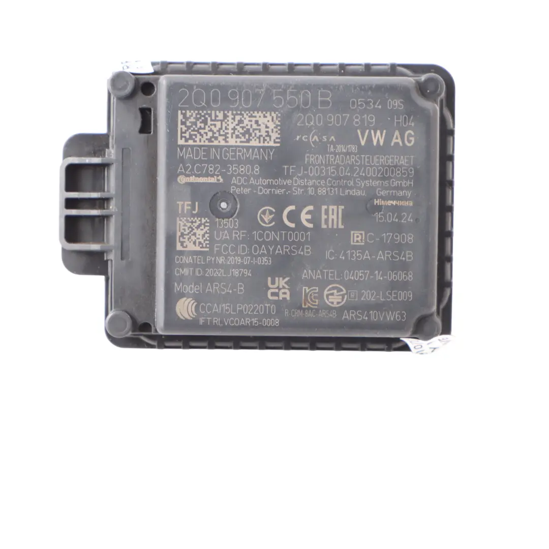 Front Radar Sensor Audi Q2 Volkswagen Skoda Seat Control Unit Module to with Part number 2Q0907550B Front Radar Sensor Audi Q2 Volkswagen Skoda Seat Control Unit Module - SKU 2Q0907550B - Part number 2Q0907550B