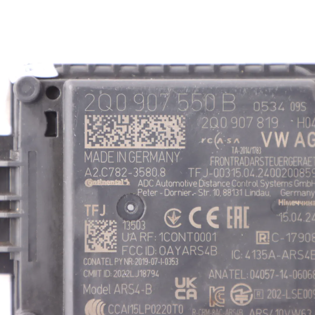  Front Radar Sensor Audi Q2 Volkswagen Skoda Seat Control Unit Module - SKU 2Q0907550B - Part number 2Q0907550B