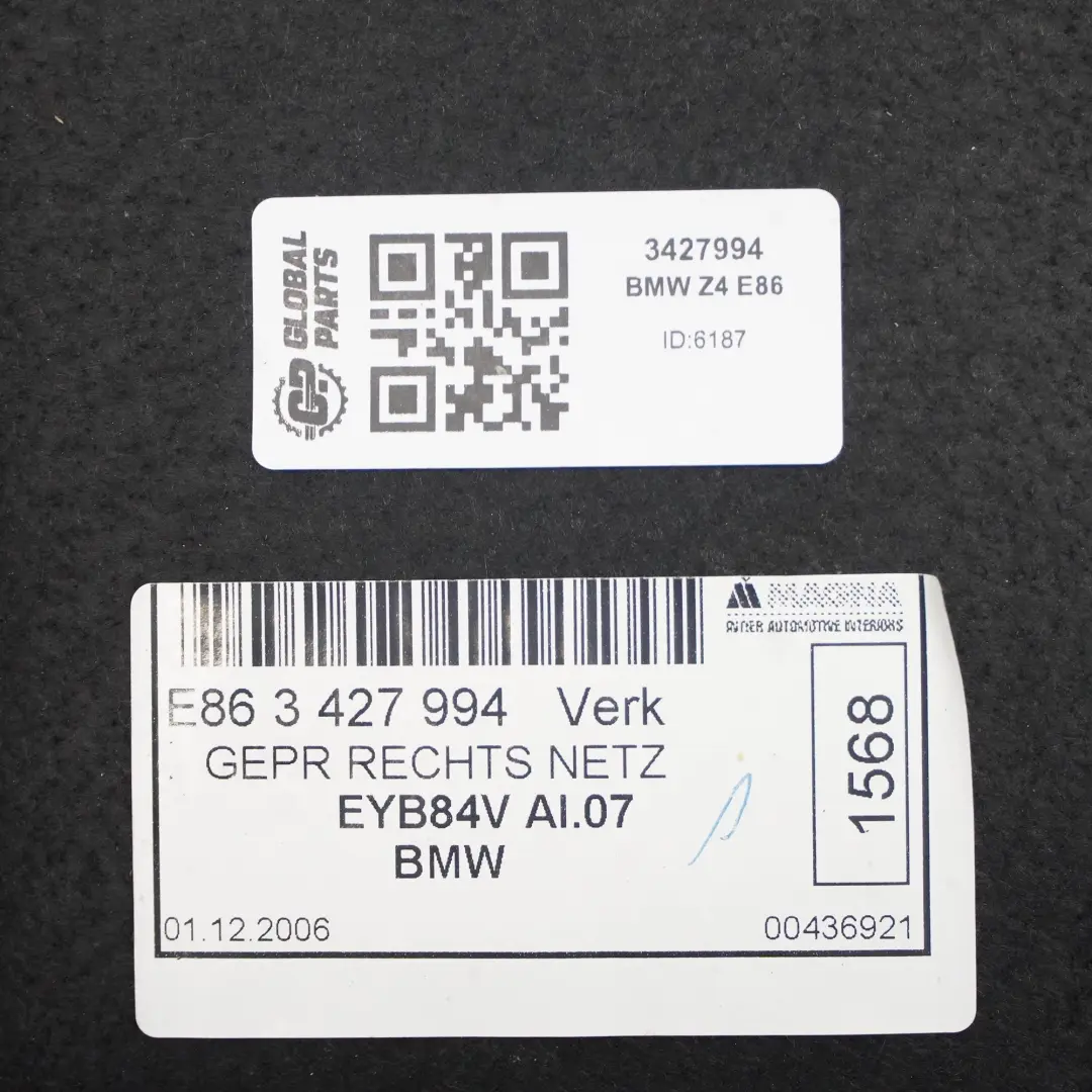 BMW Z4 E86 Wewnętrzny Panel Boczny Bagażnika Prawy Czarny - SKU 3427994 - Numer Części 3427994