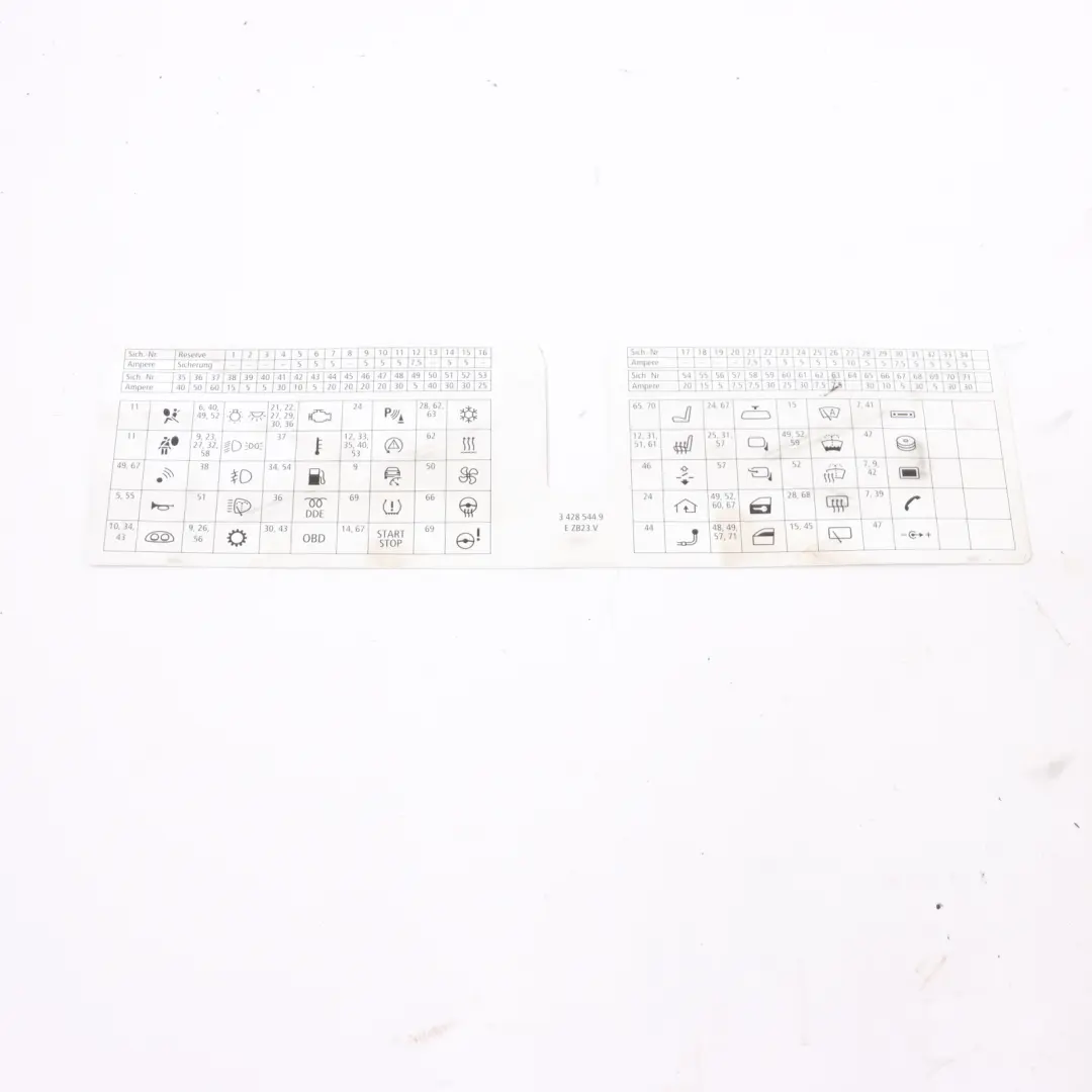 Schéma Regroupement Boîte Fusibles pour BMW X3 E83 LCI à propos du numéro de pièce 3428544 BMW X3 E83 LCI Schéma Regroupement Boîte Fusibles - SKU 3428544 - Numéro de pièce 3428544