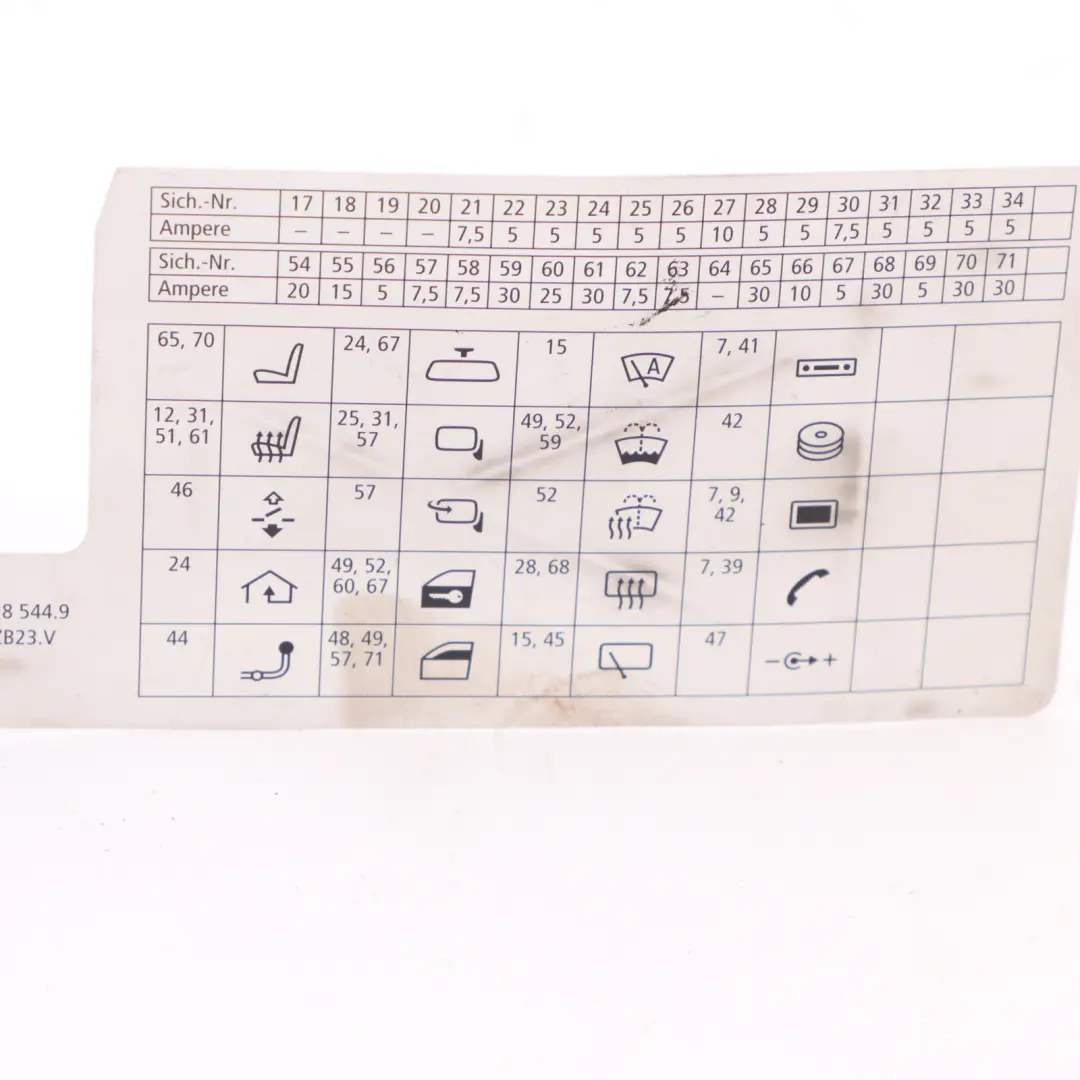 Sicherungs Kasten Gruppierung Karte Diagramm Lage für BMW X3 E83 LCI mit Teilenummer 3428544 BMW X3 E83 LCI Sicherungs Kasten Gruppierung Karte Diagramm Lage - SKU 3428544 - Teilenummer 3428544