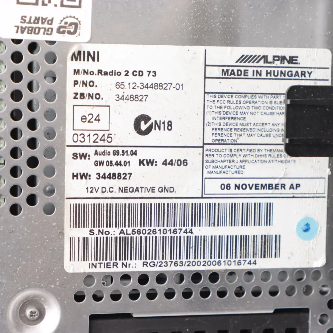 Mini Cooper One R55 R56 R57 1 Radio Boost CD Steuergerät - SKU 3448827-1 - Teilenummer 3448827