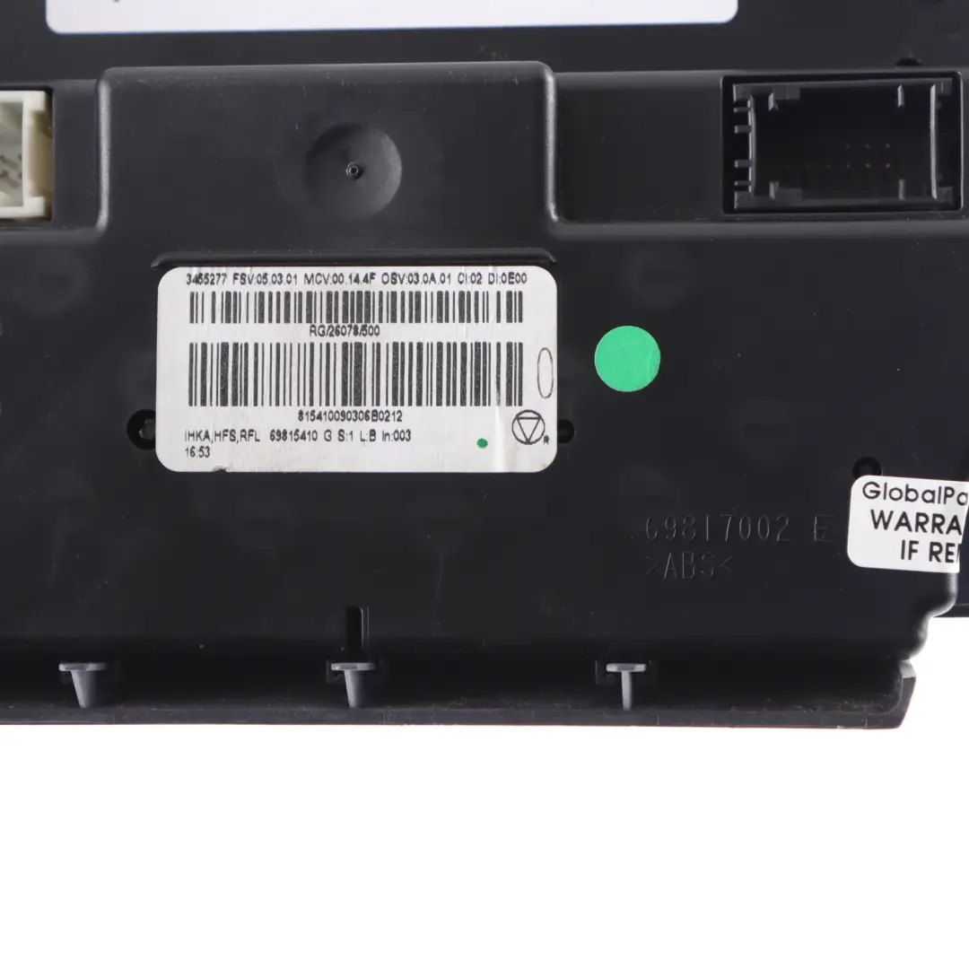 Conditioning Heater Control Unit 69817002 to Mini Cooper R57 LCI Automatic Air with Part number 3454862 Mini Cooper R57 LCI Automatic Air Conditioning Heater Control Unit 69817002 - SKU 3454862-1 - Part number 3454862