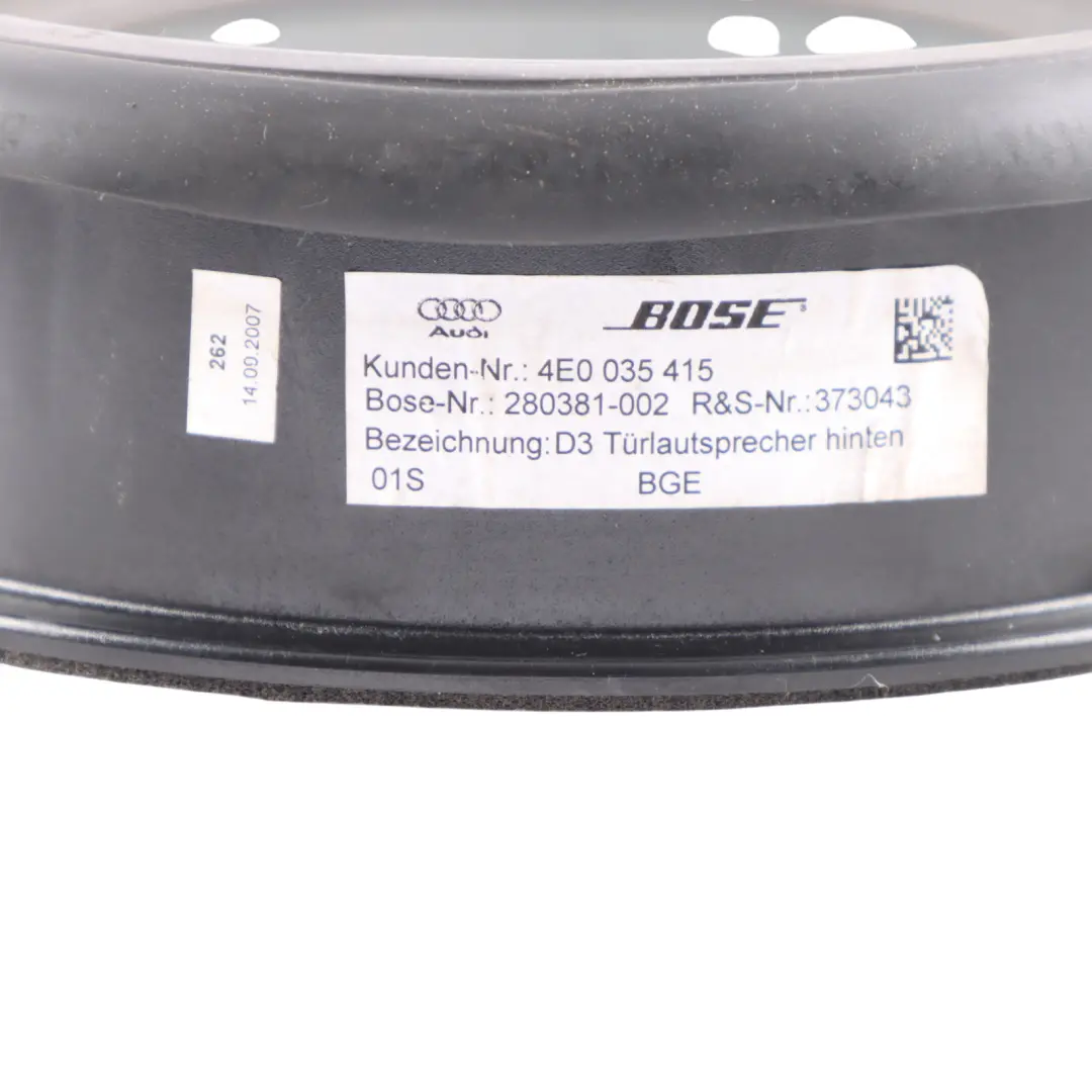 Door Speaker Bose Rear Left Right N/O/S to Audi A8 D3 with Part number 4E0035415 Audi A8 D3 Door Speaker Bose Rear Left Right N/O/S - SKU 4E0035415 - Part number 4E0035415