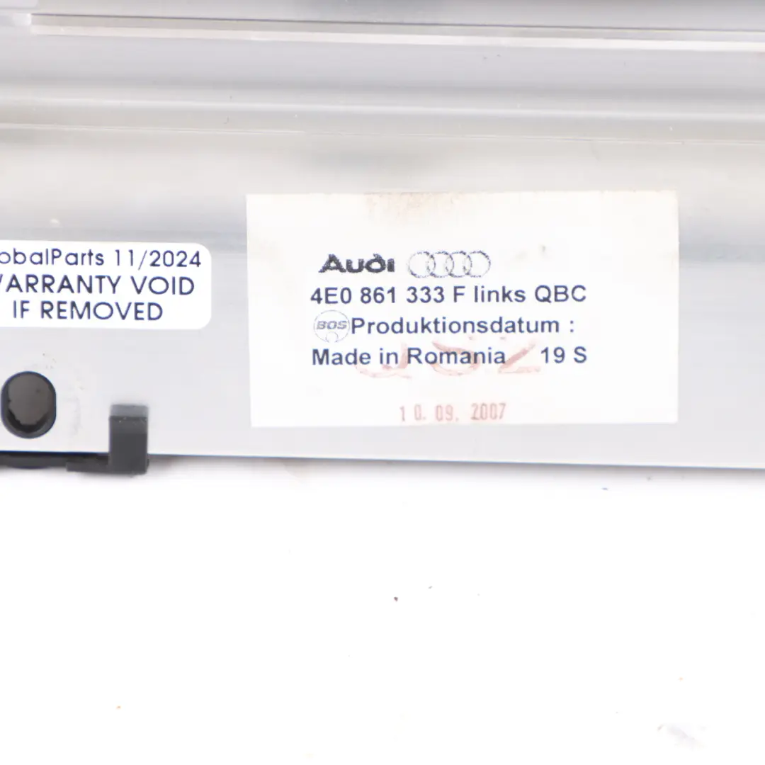 Sun Blade Blind Mechanism Left N/S to Audi S8 V10 Rear with Part number 4E0861333F Audi S8 V10 Rear Sun Blade Blind Mechanism Left N/S - SKU 4E0861333F - Part number 4E0861333F