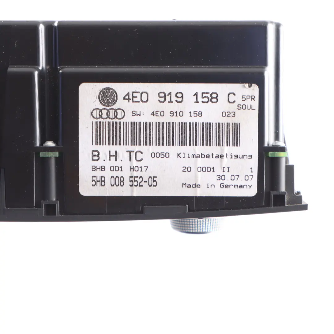 Audi A8 S8 D3 Rear Heater Climate Control Panel Unit - SKU 4E0919158C - Part number 4E0919158C