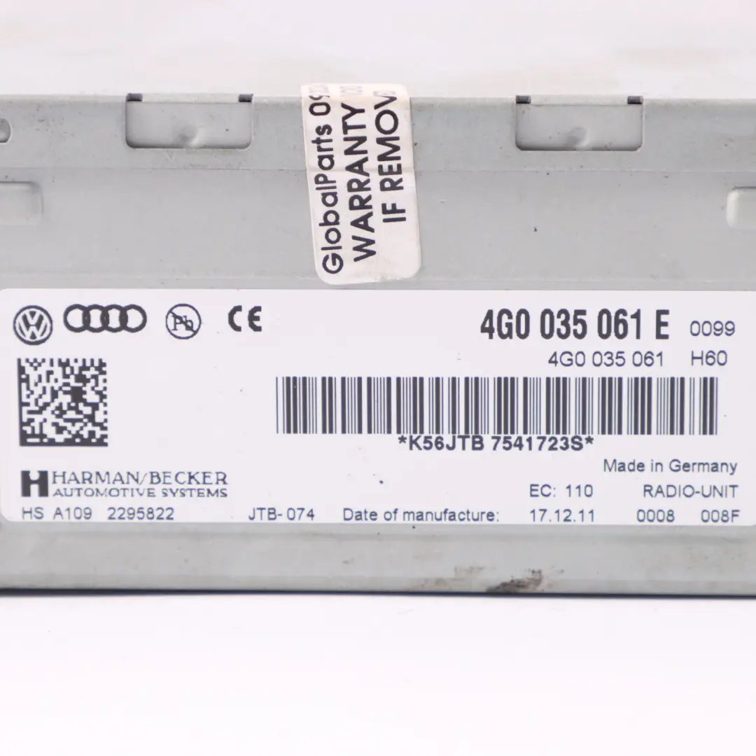 MMI Multimedia Navegación Radio Control Unidad Principal Audi A5 8T - SKU 4G0035061E - Número de pieza 4G0035061E