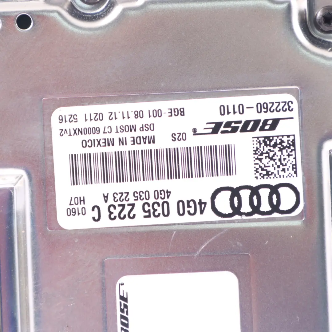 Audio Sound System Amplifier Bose to Audi A6 C7 with Part number 4G0035223C Audi A6 C7 Audio Sound System Amplifier Bose - SKU 4G0035223C - Part number 4G0035223C