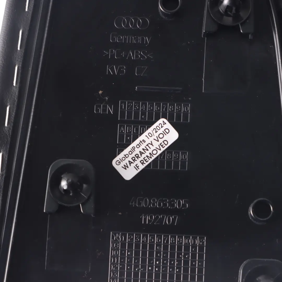 Panneau recouvrement garniture console centrale gauche pour Audi A6 C7 à propos du numéro de pièce 4G0863305 Audi A6 C7 Panneau recouvrement garniture console centrale gauche - SKU 4G0863305 - Numéro de pièce 4G0863305