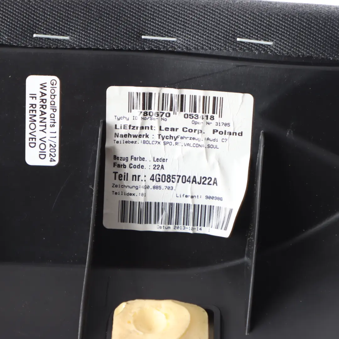 Audi RS6 C7 Cache Latéral Gauche Siège Arrière Côté Conducteur Cuir - SKU 4G0885703AJ - Numéro de pièce 4G0885703AJ