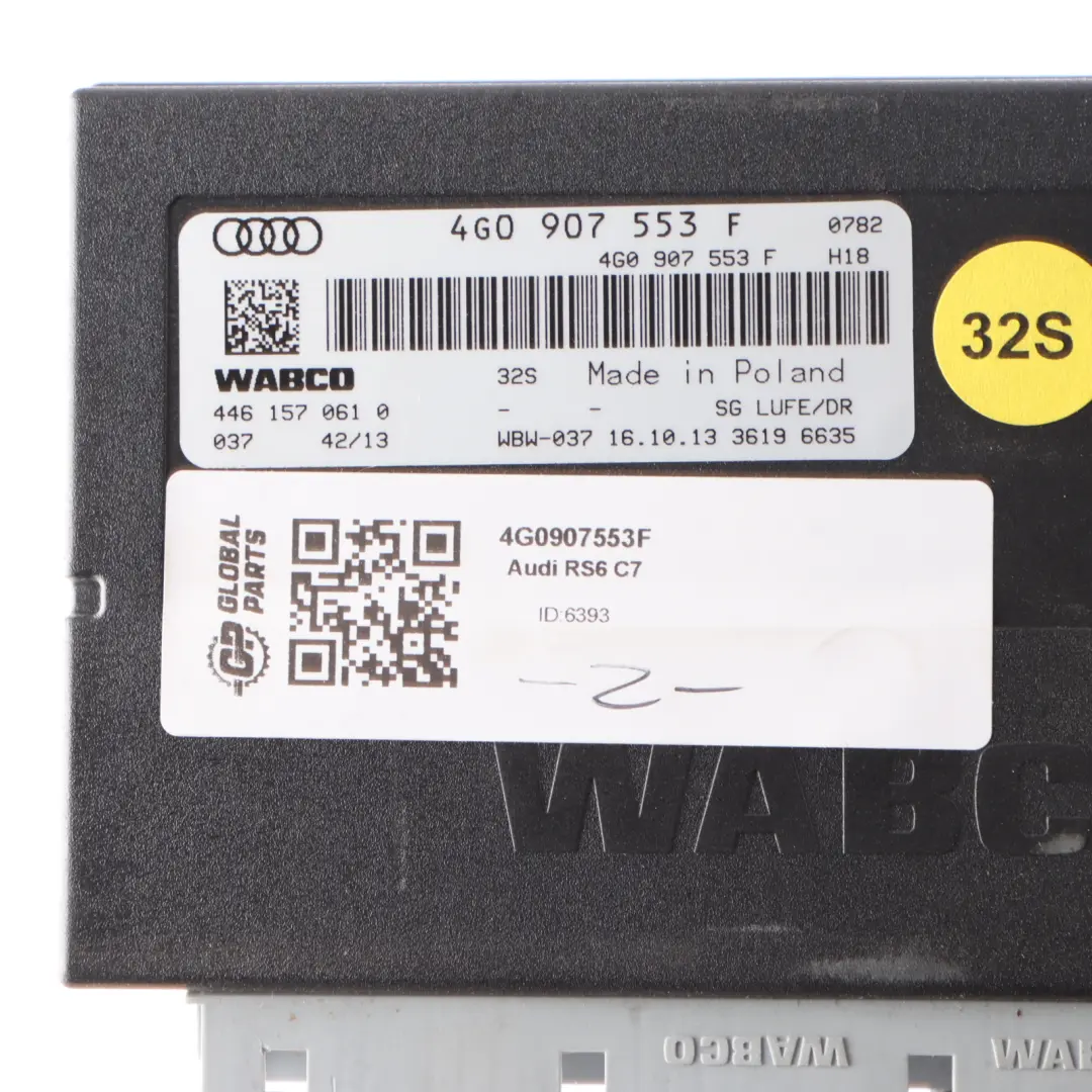 Audi RS6 C7 4G Module de suspension pneumatique la régulation WABCO - SKU 4G0907553F - Numéro de pièce 4G0907553F