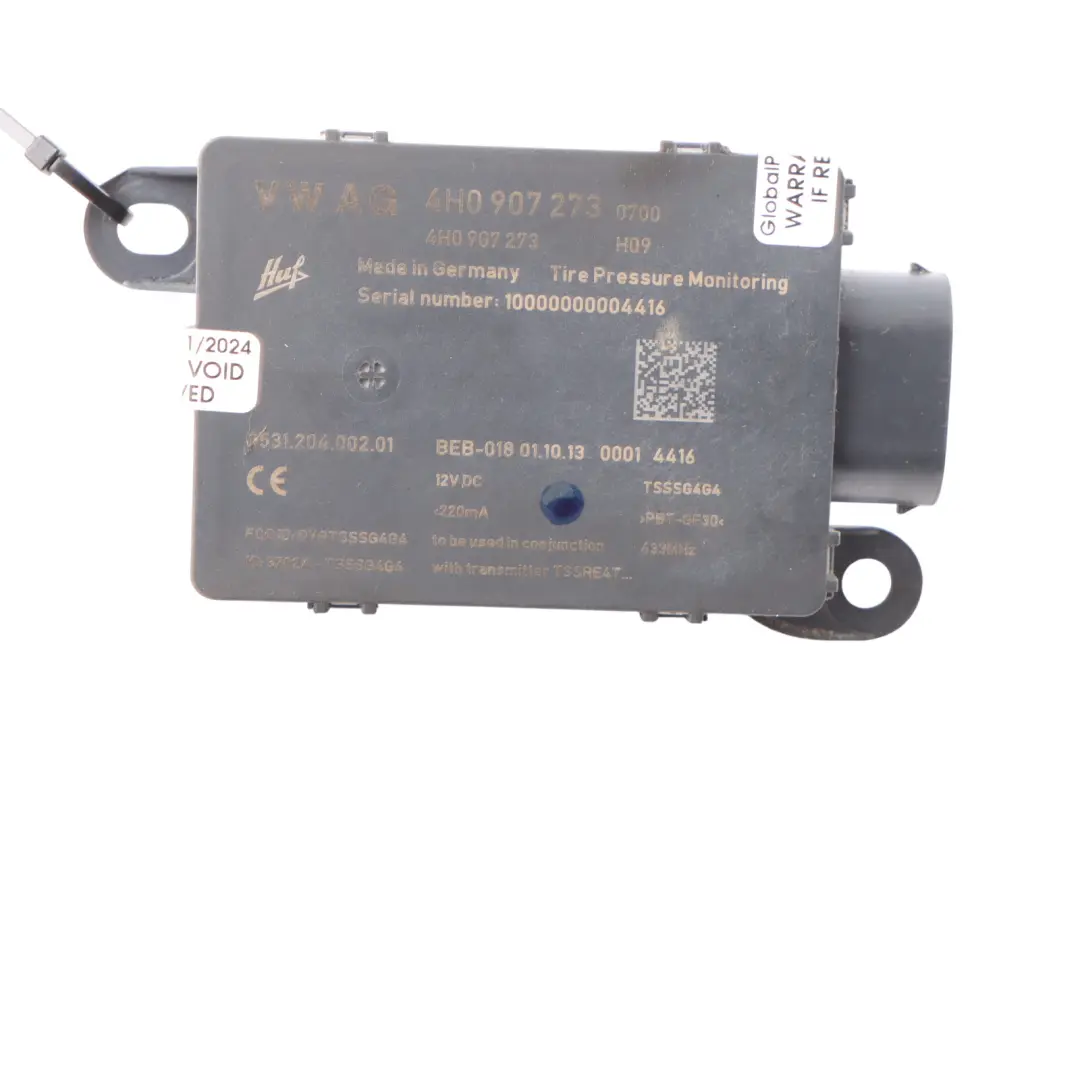 Tyre Pressure Wheel Electronics Module Sensor to Audi RS6 C7 with Part number 4H0907273 Audi RS6 C7 Tyre Pressure Wheel Electronics Module Sensor - SKU 4H0907273 - Part number 4H0907273