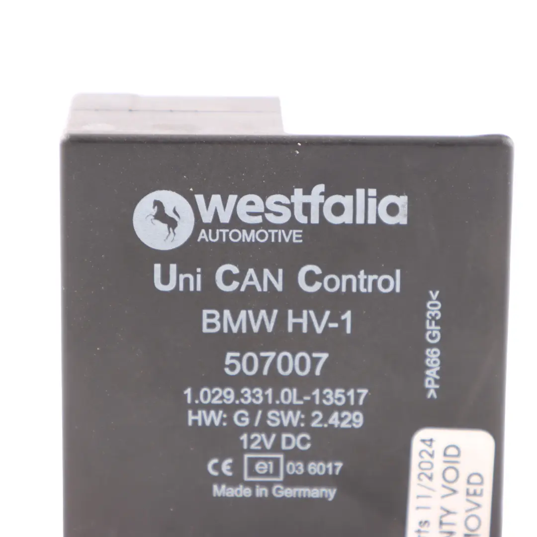 WESTFALIA Tow Bar Uni Can Control Module BMW HV-1 12V to with Part number 507007 WESTFALIA Tow Bar Uni Can Control Module BMW HV-1 12V - SKU 507007 - Part number 507007