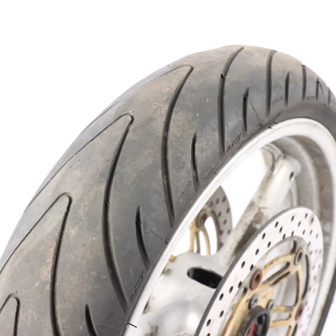 SV650 Front Wheel R17 Michelin Tyre 120/60 55110-20F00-000 to Suzuki with Part number 5511020F00000 Suzuki SV650 Front Wheel R17 Michelin Tyre 120/60 55110-20F00-000 - SKU 5511020F00000 - Part number 5511020F00000