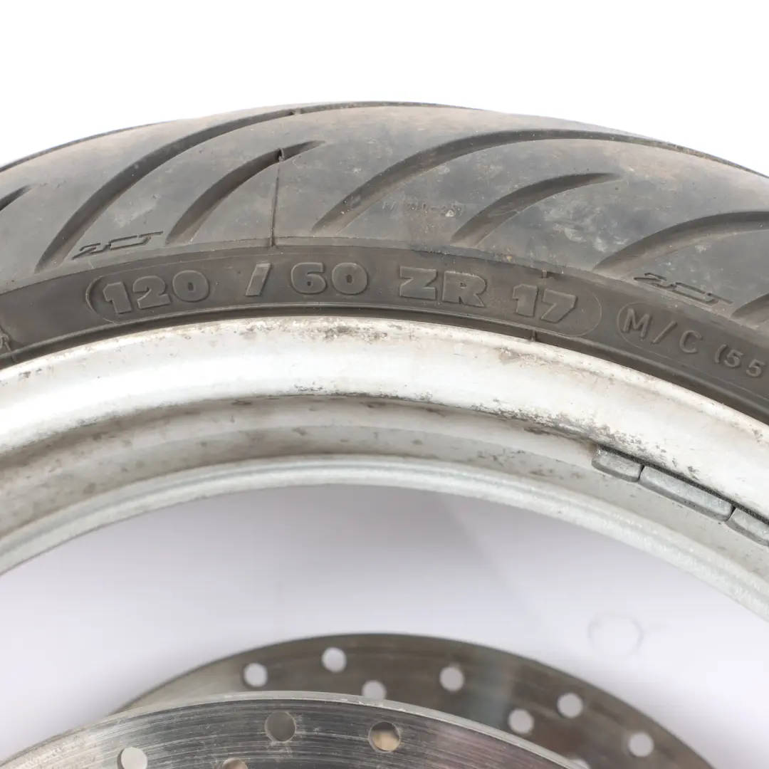 SV650 Front Wheel R17 Michelin Tyre 120/60 55110-20F00-000 to Suzuki with Part number 5511020F00000 Suzuki SV650 Front Wheel R17 Michelin Tyre 120/60 55110-20F00-000 - SKU 5511020F00000 - Part number 5511020F00000
