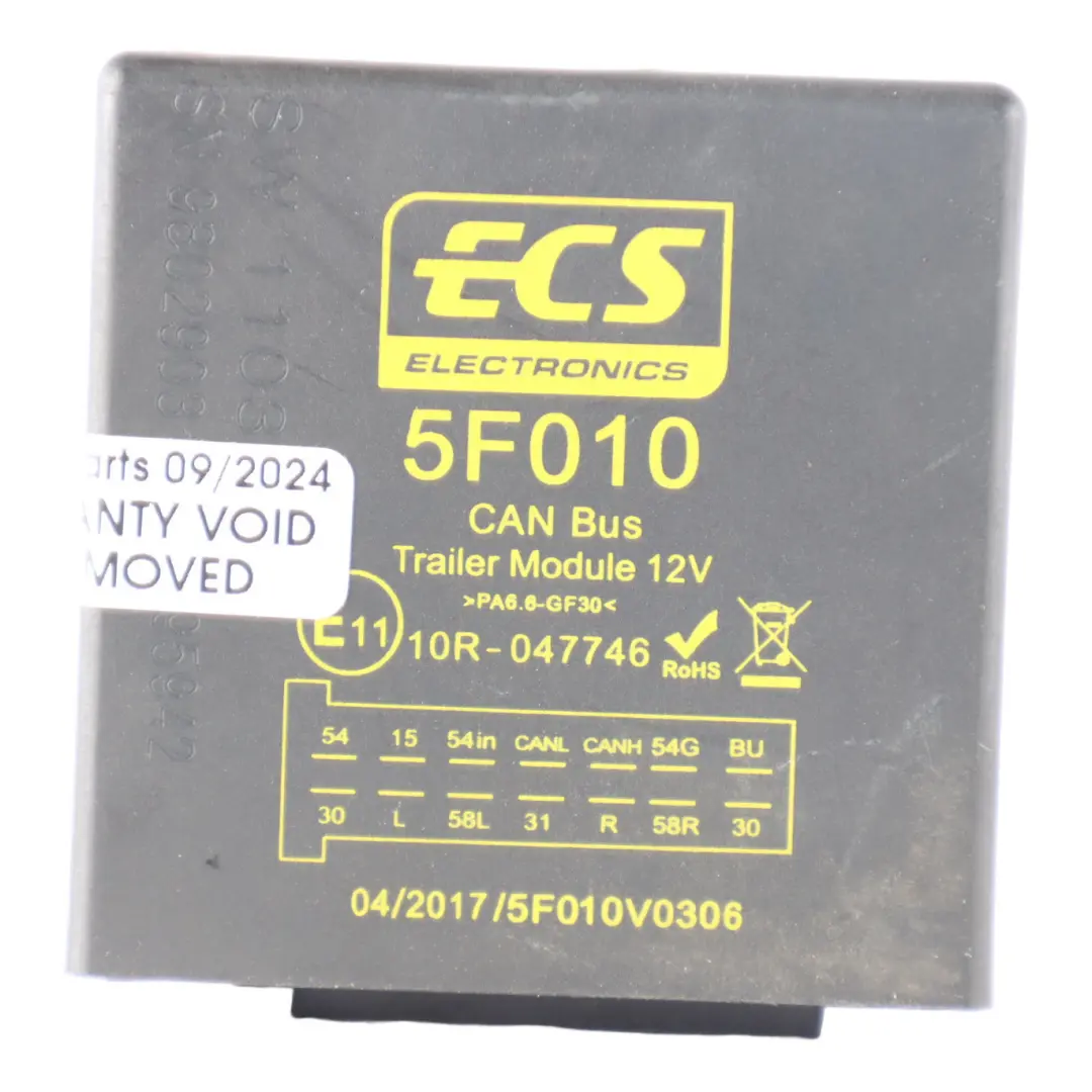 Electonics CAN Bus Trailer Module 12V V0306 to ECS with Part number 5F010 ECS Electonics CAN Bus Trailer Module 12V V0306 - SKU 5F010 - Part number 5F010