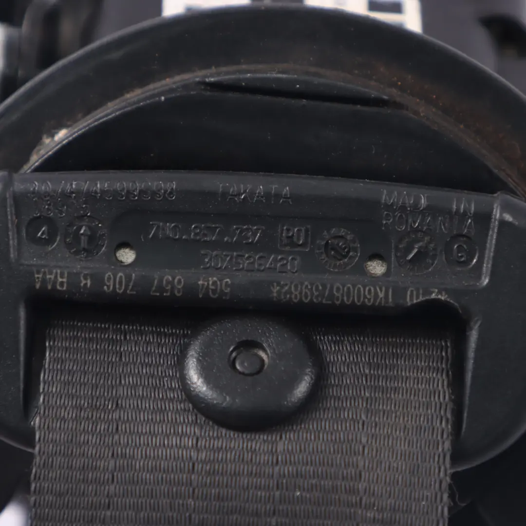 VW Volkswagen Golf 7 5G Ceinture de sécurité avant droite noire - SKU 5G4857706B - Numéro de pièce 5G4857706B