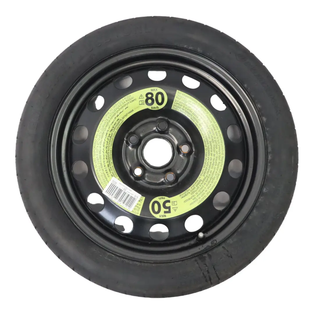 Ersatzrad Stahl R16 Reifen Hankook 3.5J ET: 25.5 125/70 für VW Golf Mk7 mit Teilenummer 5Q0601027AR VW Golf Mk7 Ersatzrad Stahl R16 Reifen Hankook 3.5J ET: 25.5 125/70 - SKU 5Q0601027AR - Teilenummer 5Q0601027AR