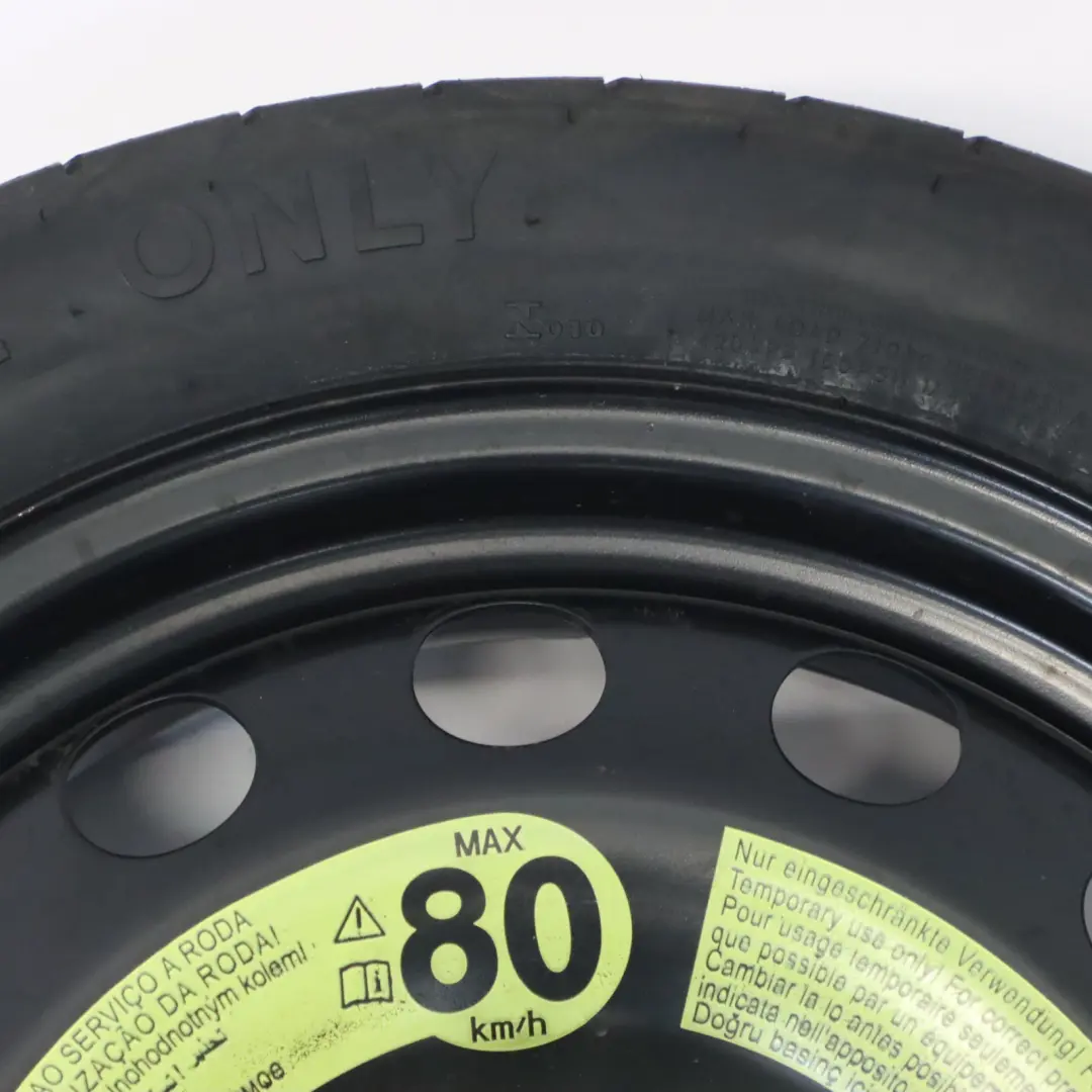 Rueda de Repuesto Acero R16 Hankook 3.5J ET: 25.5 125/70 para VW Golf Mk7 con número de pieza 5Q0601027AR VW Golf Mk7 Rueda de Repuesto Acero R16 Hankook 3.5J ET: 25.5 125/70 - SKU 5Q0601027AR - Número de pieza 5Q0601027AR