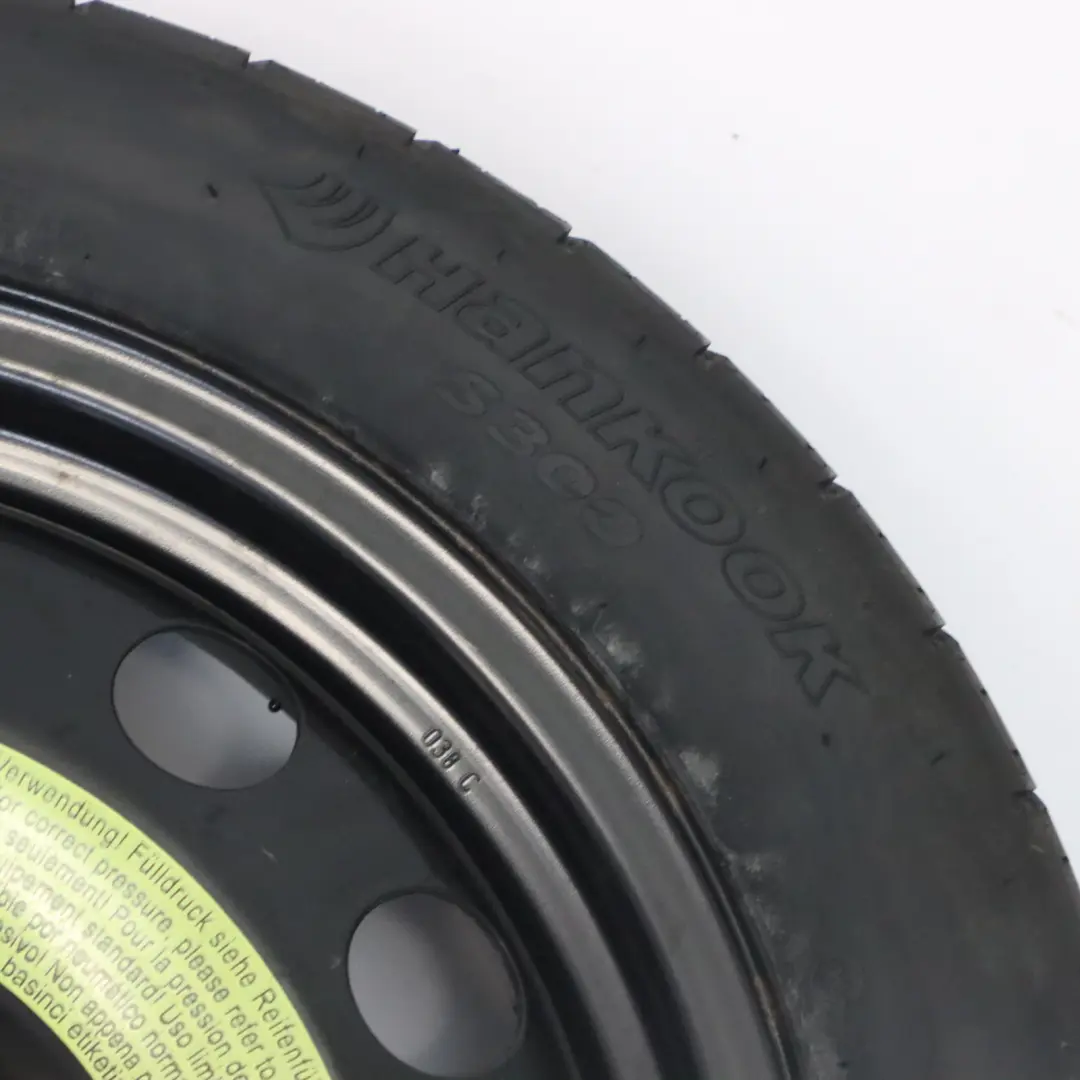 Roue de secours R16 Hankook 3.5J ET : 25.5 125/70 pour VW Golf Mk7 à propos du numéro de pièce 5Q0601027AR VW Golf Mk7 Roue de secours R16 Hankook 3.5J ET : 25.5 125/70 - SKU 5Q0601027AR - Numéro de pièce 5Q0601027AR