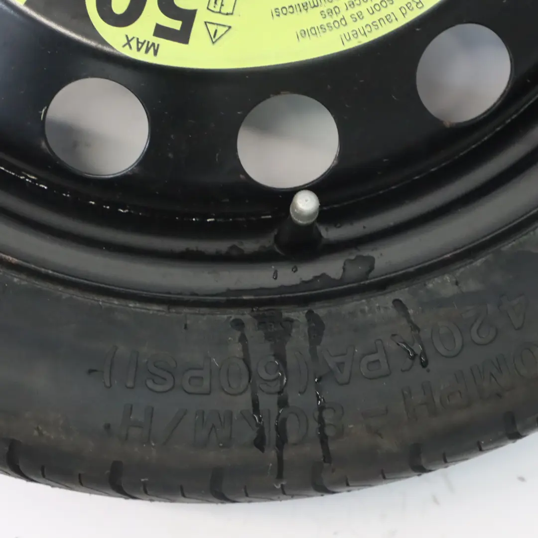 Rueda de Repuesto Acero R16 Hankook 3.5J ET: 25.5 125/70 para VW Golf Mk7 con número de pieza 5Q0601027AR VW Golf Mk7 Rueda de Repuesto Acero R16 Hankook 3.5J ET: 25.5 125/70 - SKU 5Q0601027AR - Número de pieza 5Q0601027AR